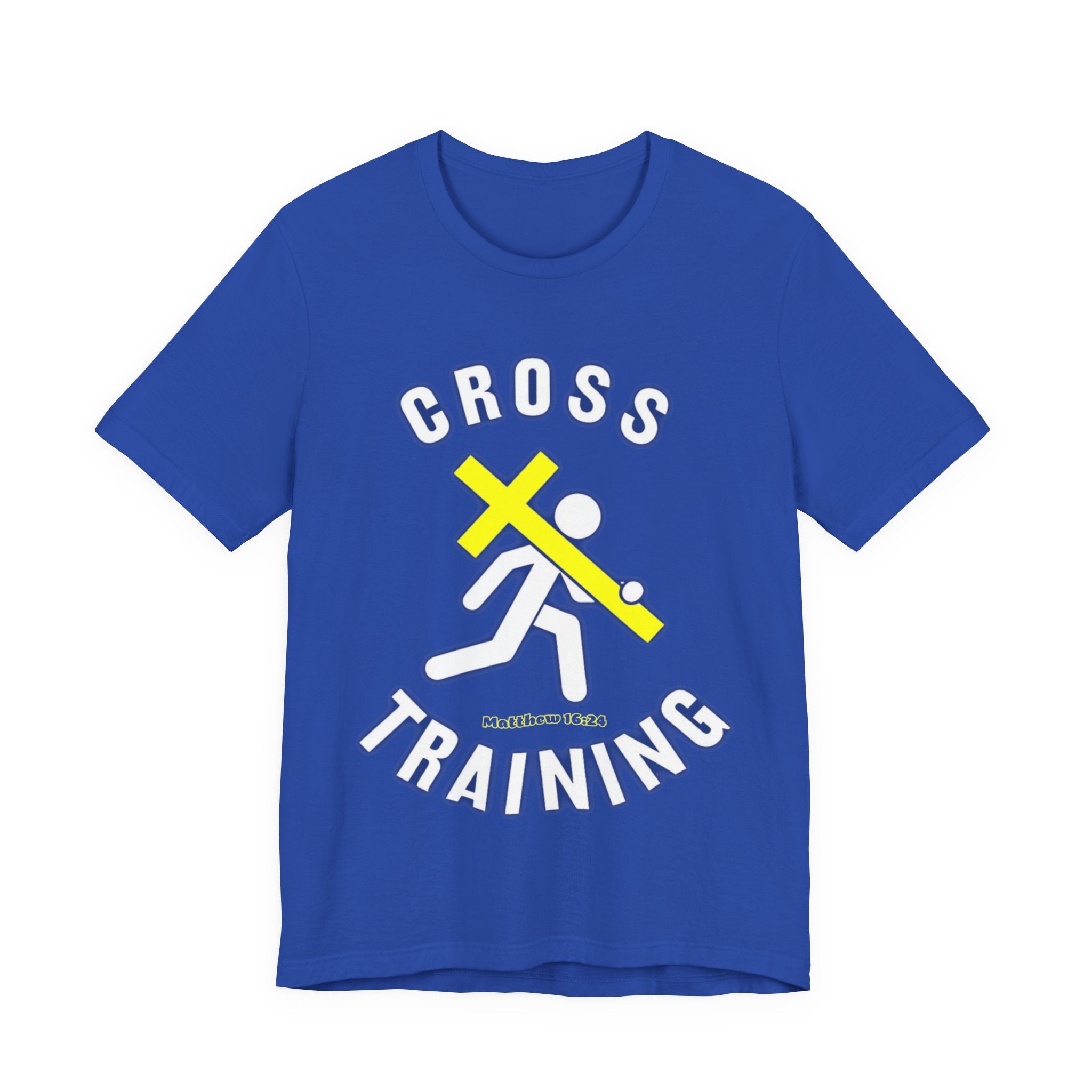 Cross Training — Matthew 16:24 | Unisex Jersey Short Sleeve Christian T-Shirt