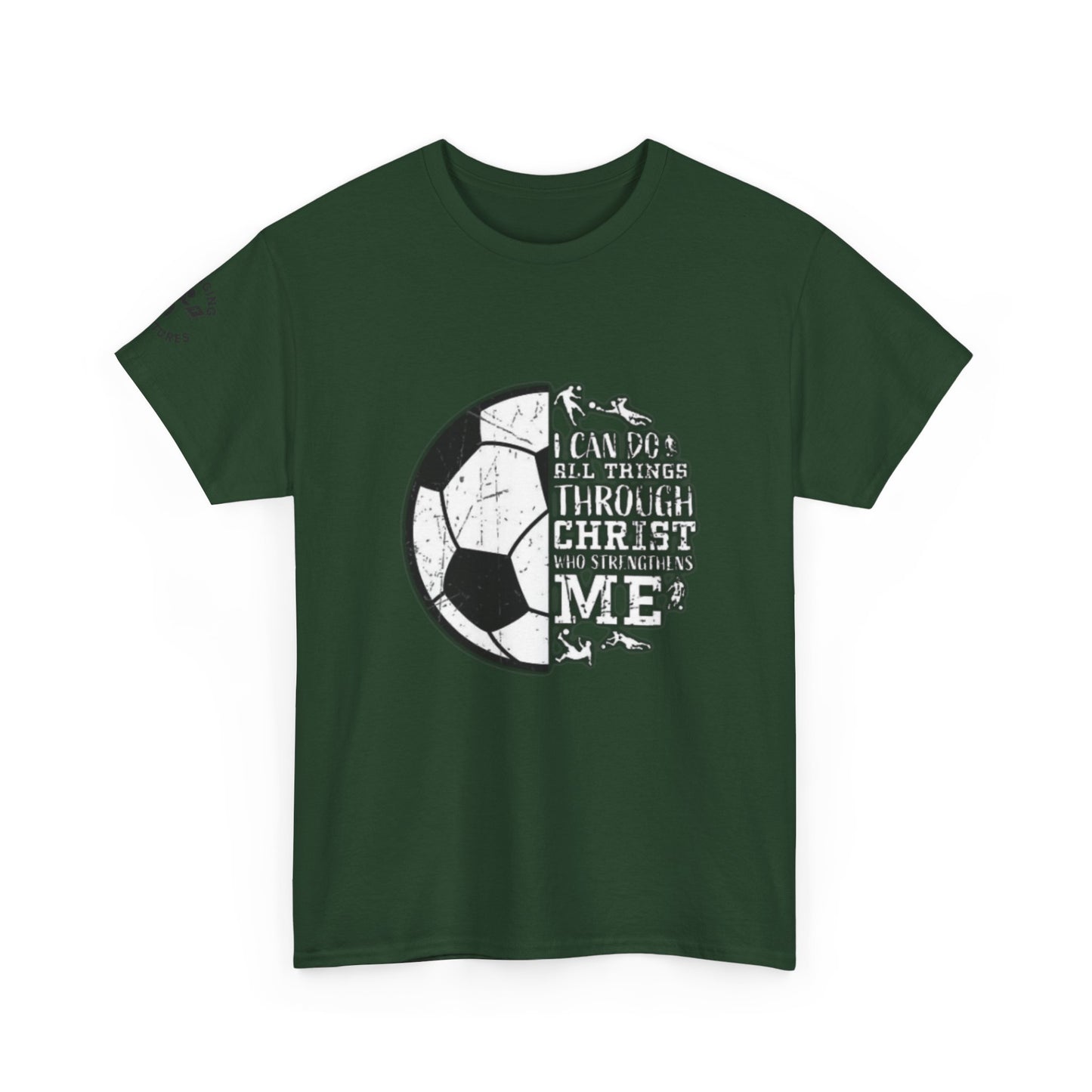 Philippians 4:13 Soccer Tee | Christian Athlete Shirt | Faith-Based Sports Apparel | Unisex Heavy Cotton