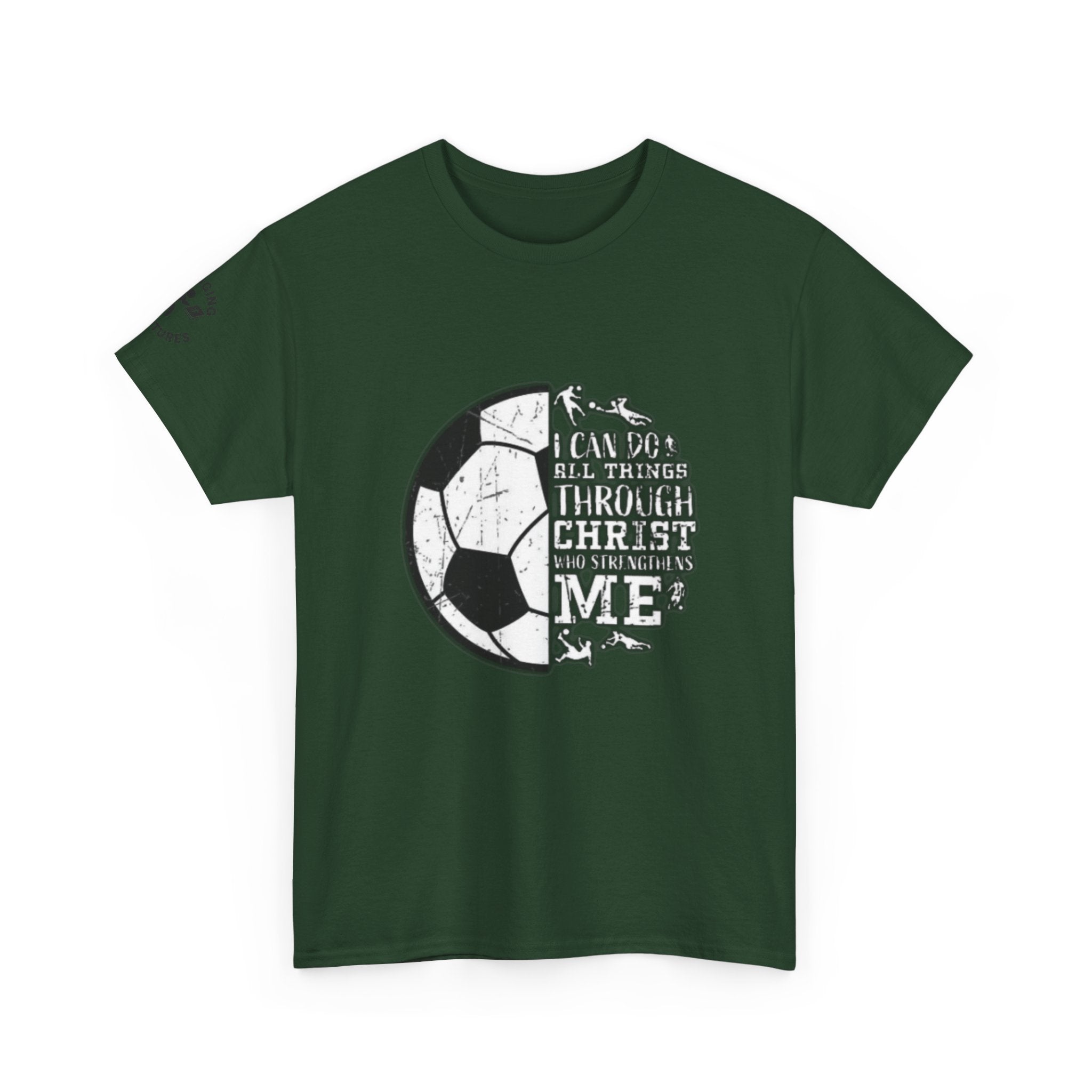 Philippians 4:13 Soccer Tee | Christian Athlete Shirt | Faith-Based Sports Apparel | Unisex Heavy Cotton