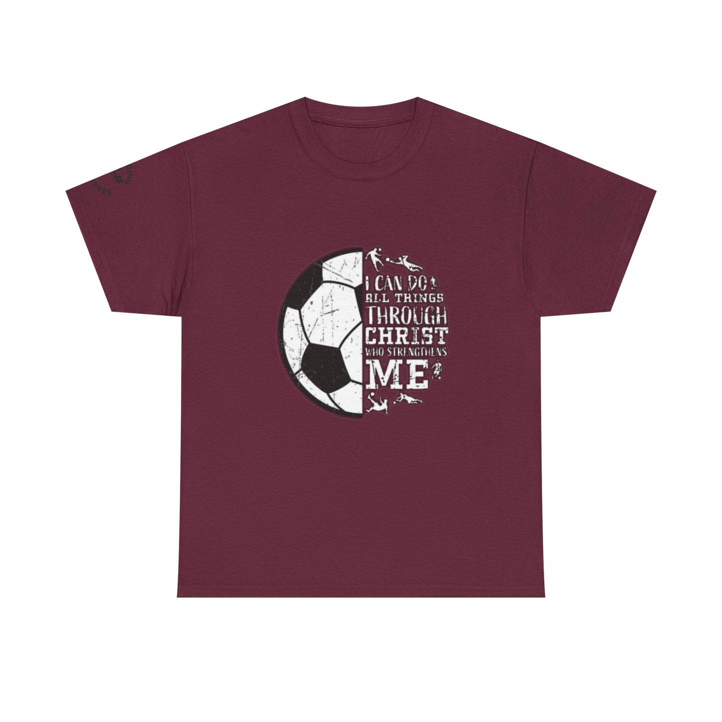 Philippians 4:13 Soccer Tee | Christian Athlete Shirt | Faith-Based Sports Apparel | Unisex Heavy Cotton