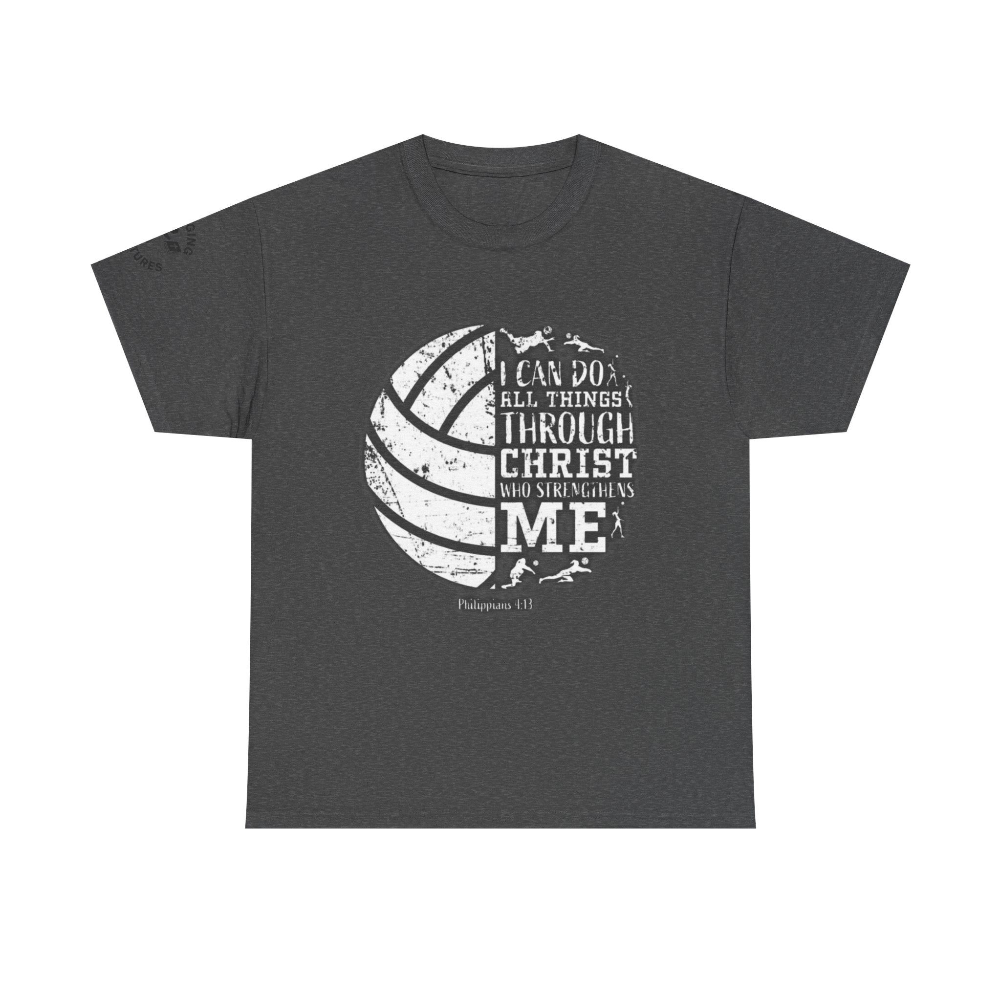 Philippians 4:13 Volleyball Tee | Christian Sports Shirt | Unisex Heavy Cotton T-Shirt