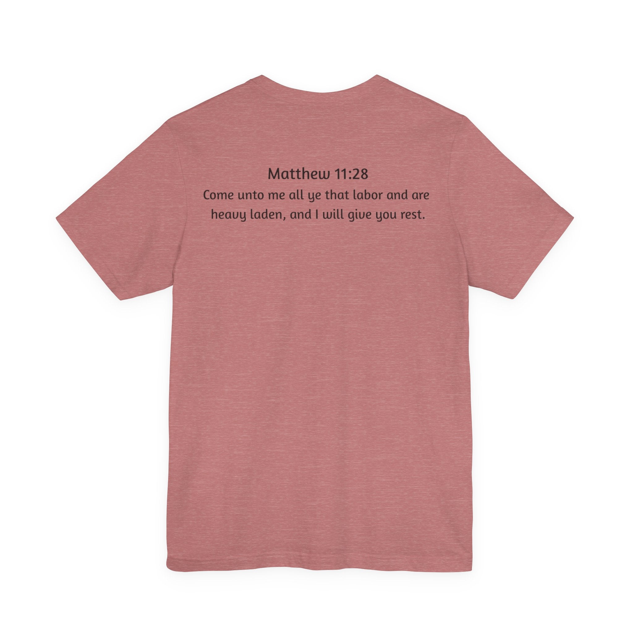 He is Rizzin Unisex Jersey Short Sleeve Tee with Matthew 11:28