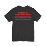 Fighting the Darkness Christian Jersey T-Shirt – Ephesians 6:12 Bible Verse Tee, Spiritual Warrior Faith Apparel