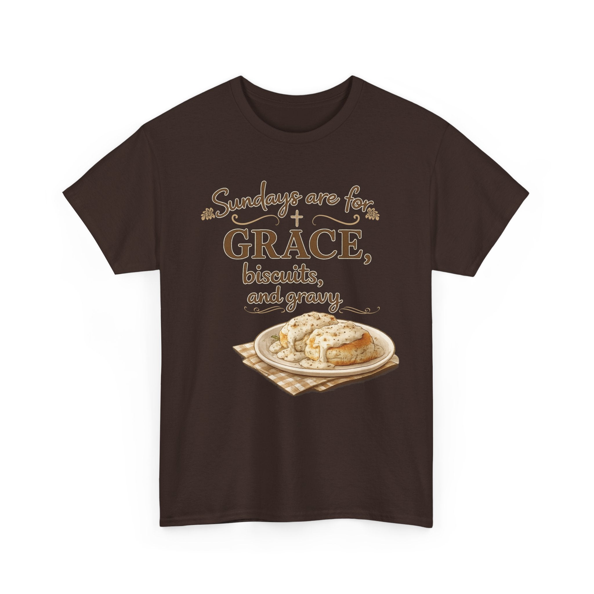 Sundays Are for Grace, Biscuits, and Gravy T-Shirt | Southern Christian Comfort Tee