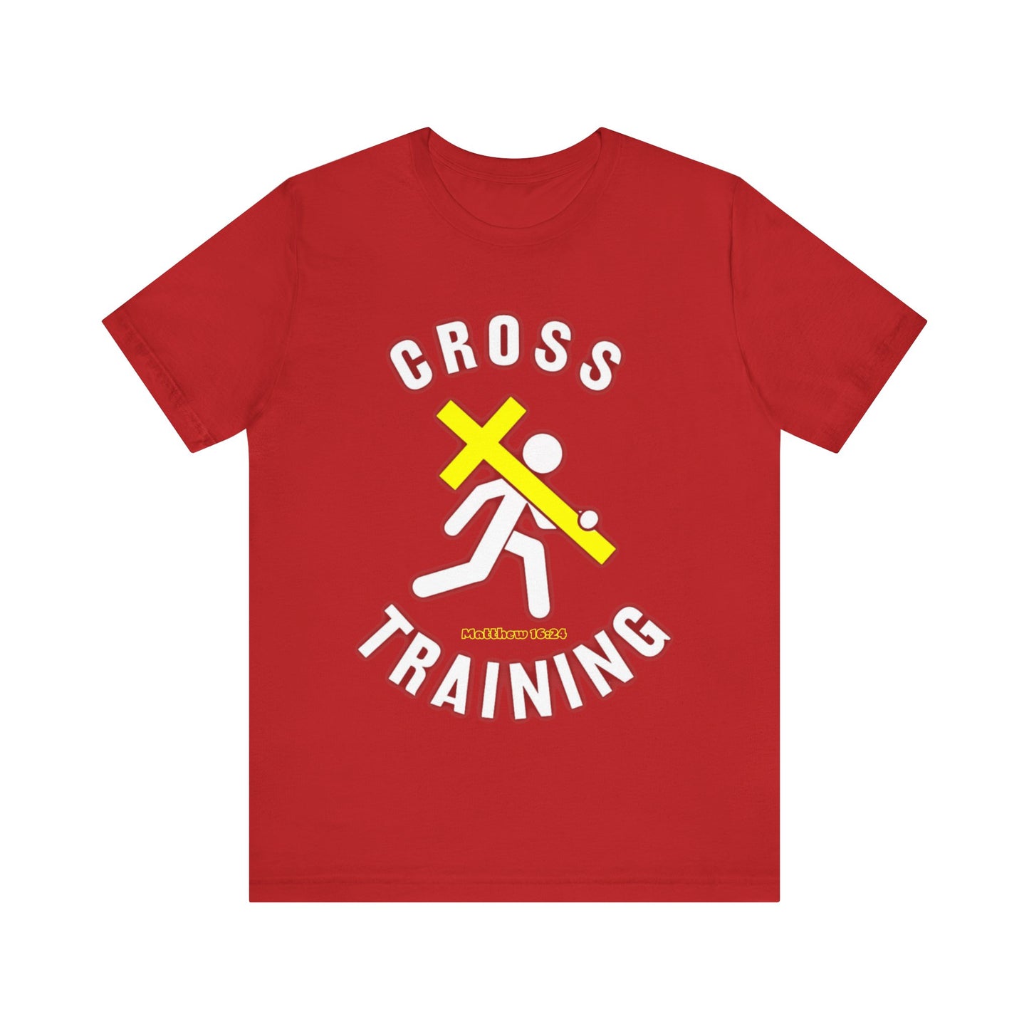 Cross Training — Matthew 16:24 | Unisex Jersey Short Sleeve Christian T-Shirt