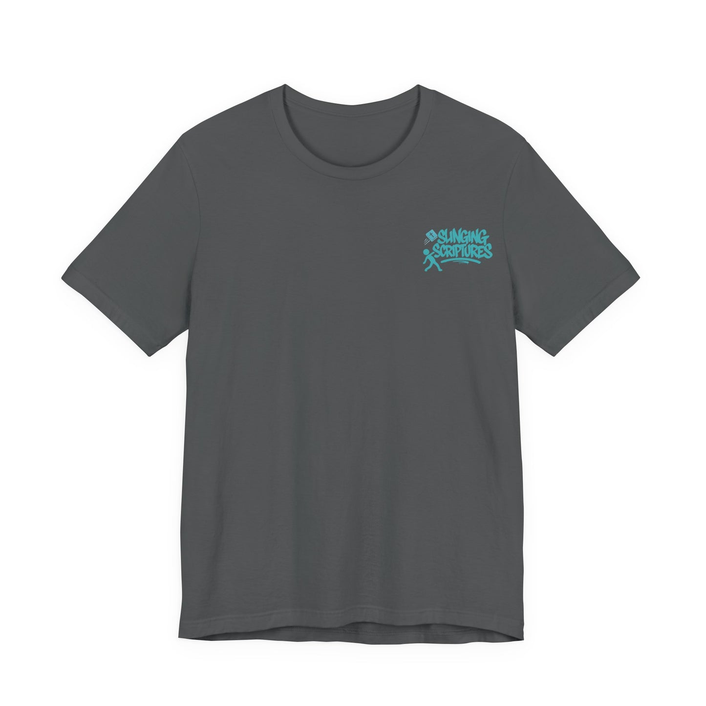 Psalm 54:2 T-Shirt – Unisex Jersey Short Sleeve Christian Tee with Praying Artwork & Slinging Scriptures Logo