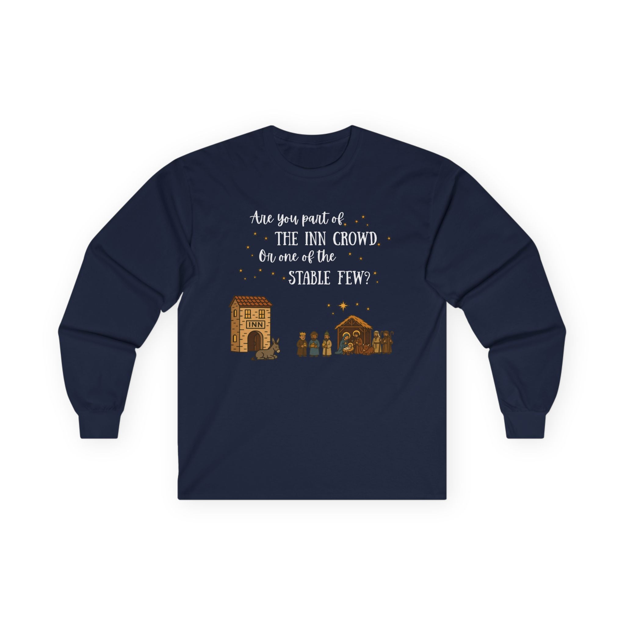 Are You Part of the Inn Crowd or the Stable Few – Unisex Christian T-Shirt, Nativity Scene Holiday Faith Apparel