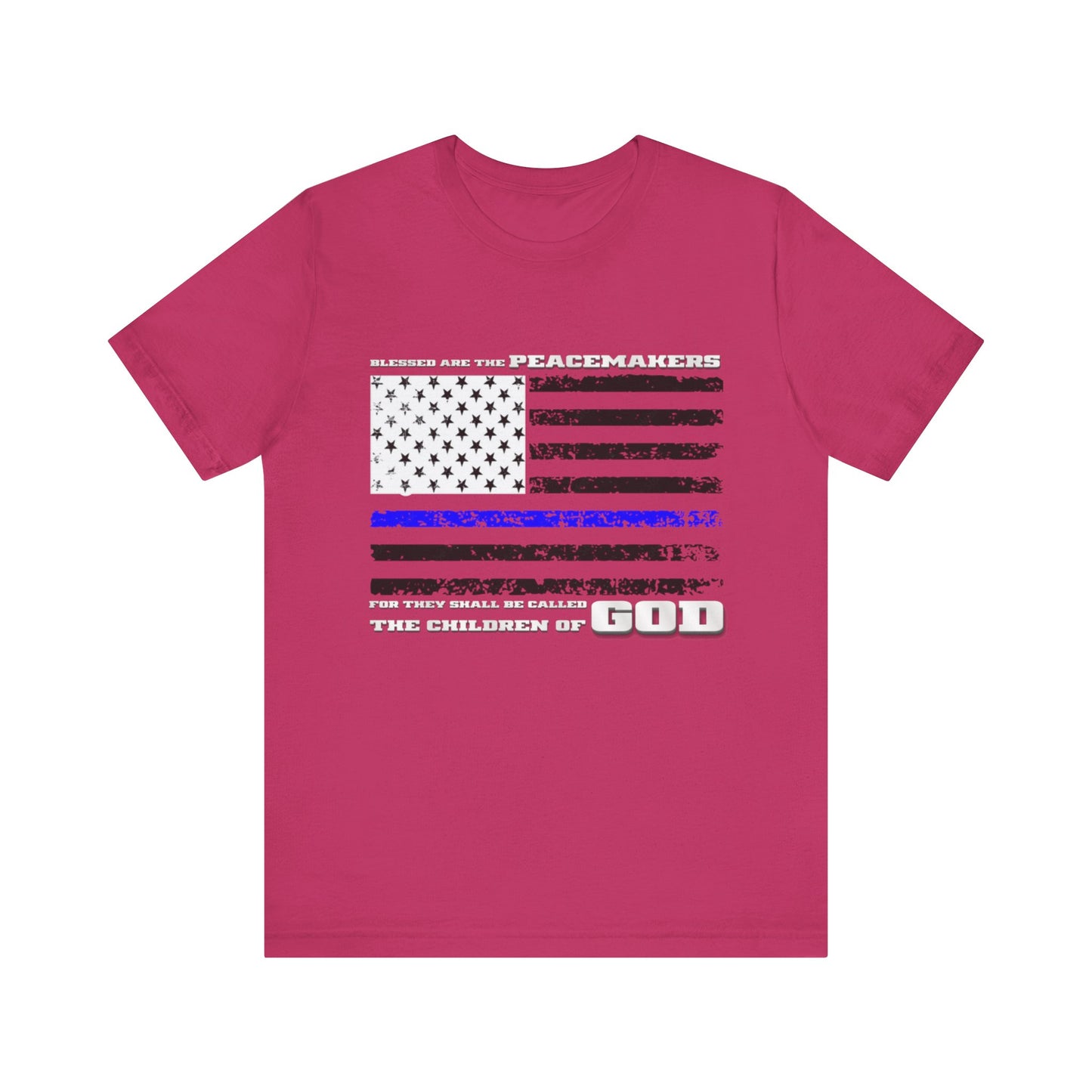 Blessed Are the Peacemakers — Thin Blue Line Christian Patriotic Jersey T-Shirt | Matthew 5:9
