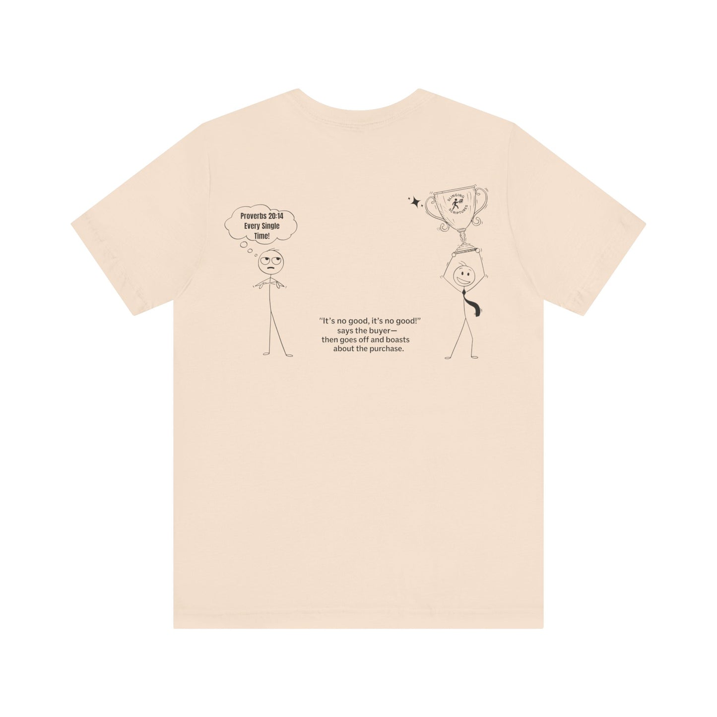 Facebook Marketplace Be Like… — Proverbs 20:14 Comic Tee | This Bible Slaps™ Christian Humor