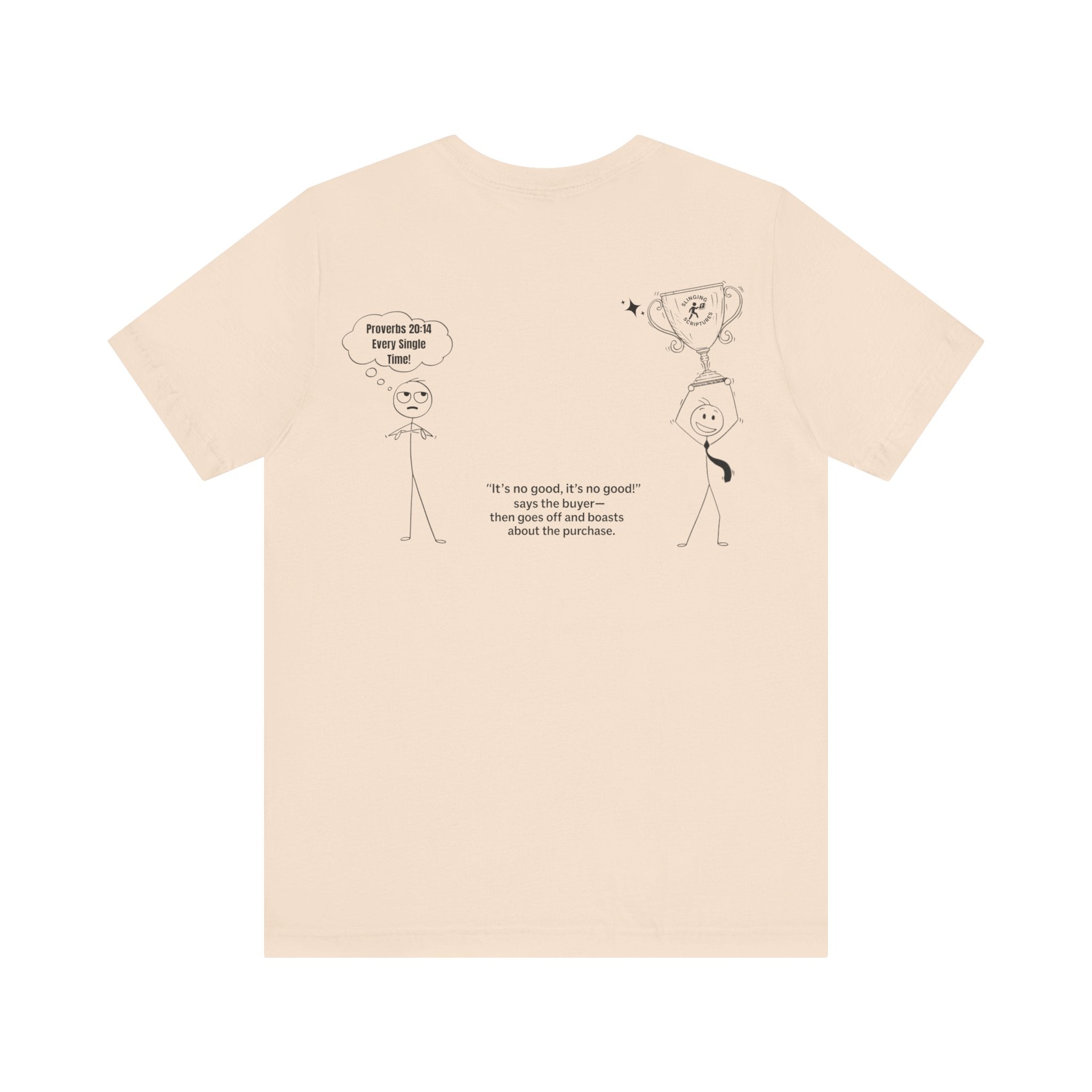 Facebook Marketplace Be Like… — Proverbs 20:14 Comic Tee | This Bible Slaps™ Christian Humor