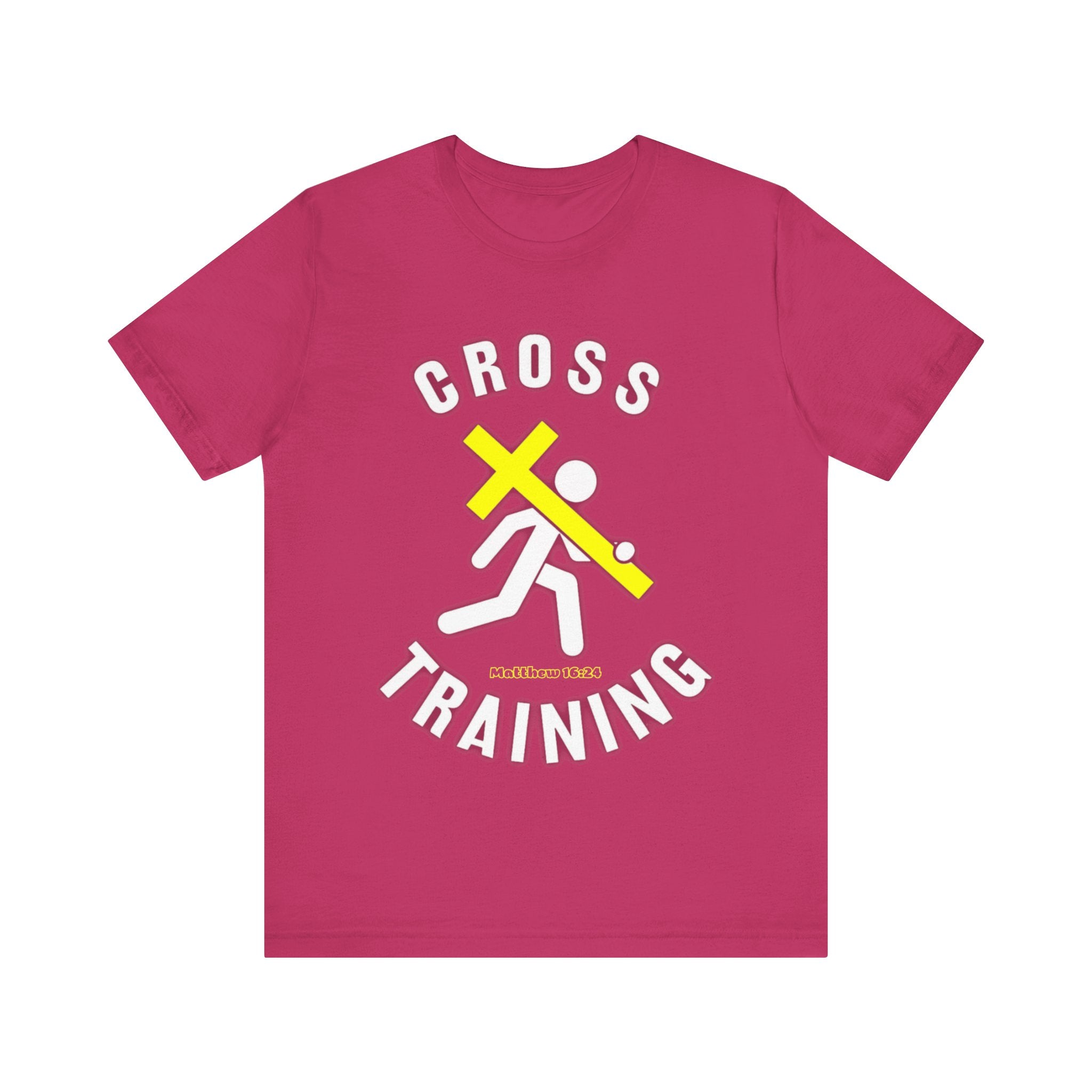 Cross Training — Matthew 16:24 | Unisex Jersey Short Sleeve Christian T-Shirt