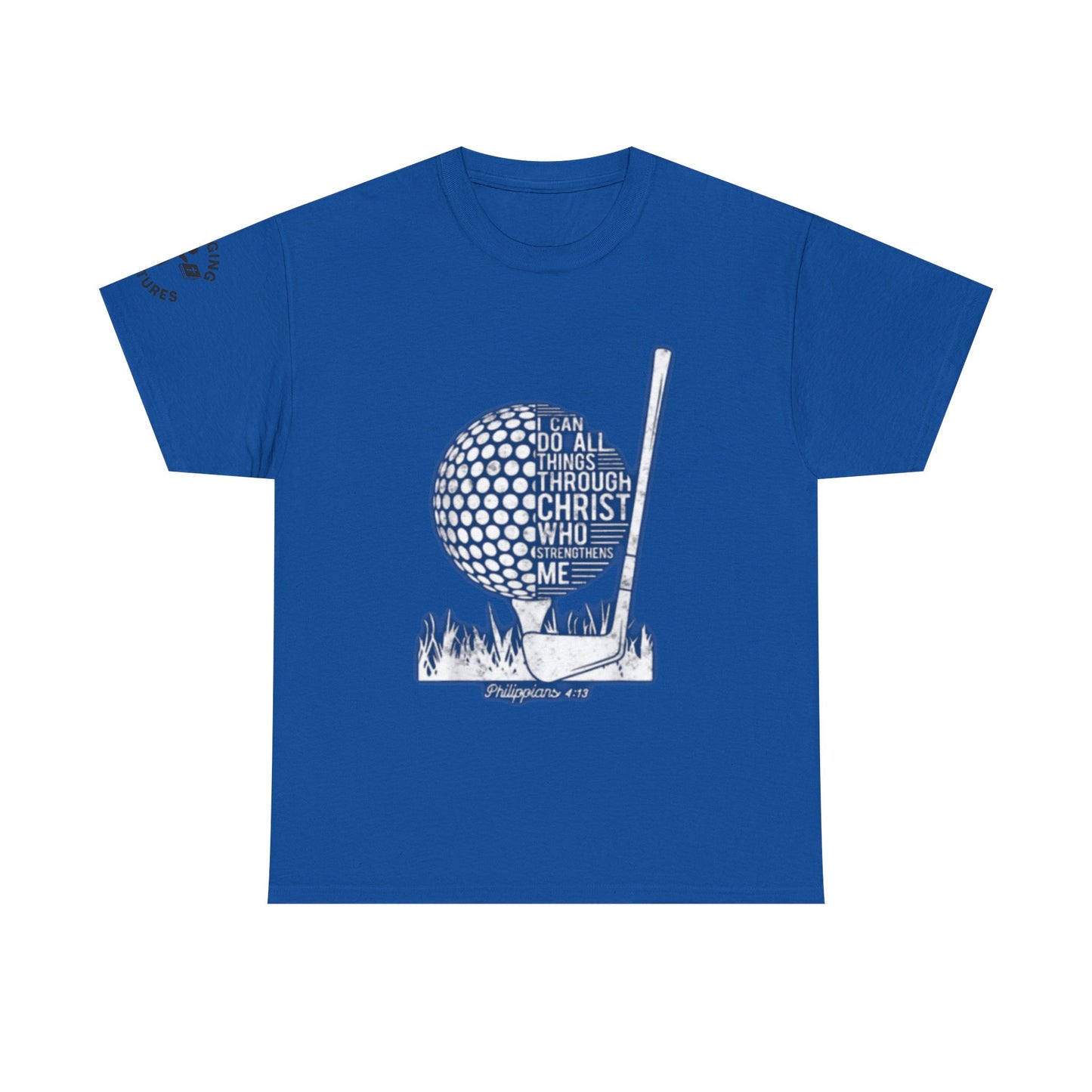 Philippians 4:13 Golf Tee | Christian Sports Shirt | Faith-Based Athletic Apparel | Unisex Heavy Cotton