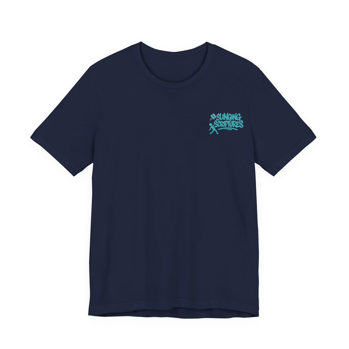 Psalm 54:2 T-Shirt – Unisex Jersey Short Sleeve Christian Tee with Praying Artwork & Slinging Scriptures Logo