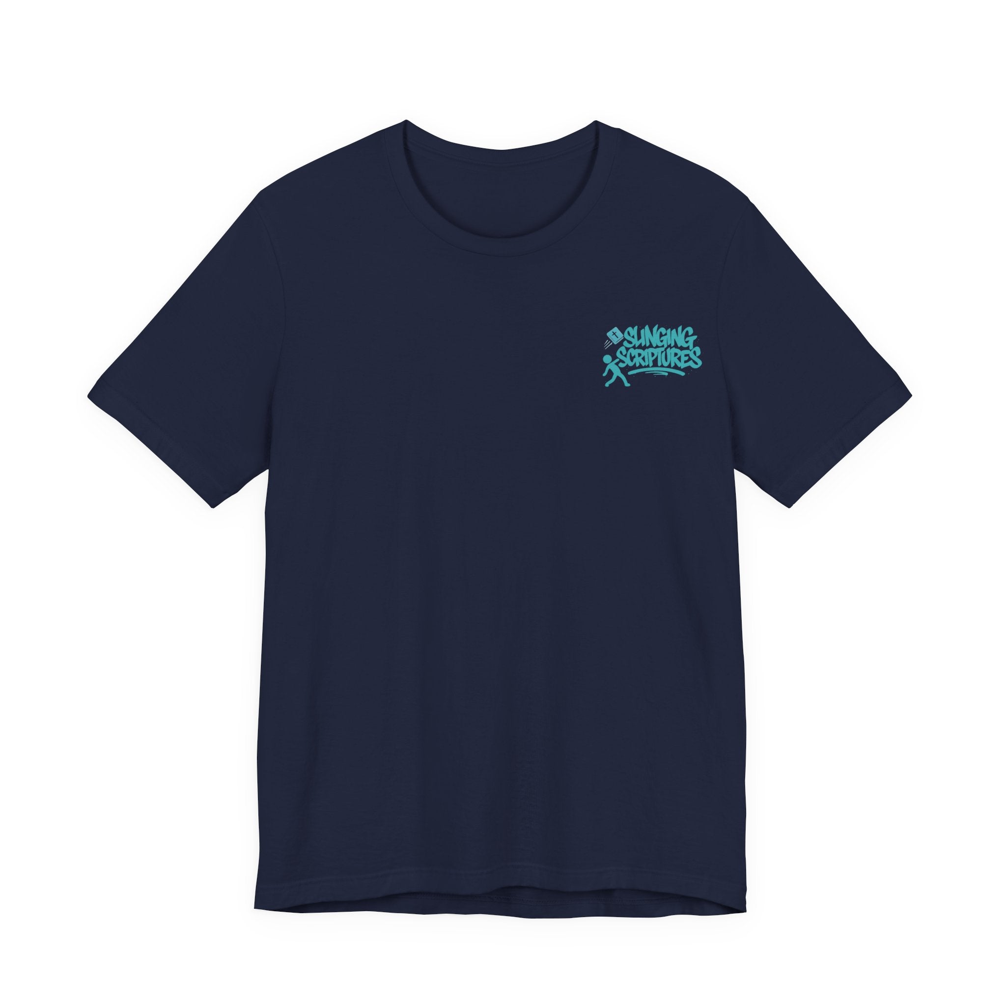 Psalm 54:2 T-Shirt – Unisex Jersey Short Sleeve Christian Tee with Praying Artwork & Slinging Scriptures Logo