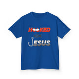 Hooked on Jesus Kids Tee | Matthew 4:19 Scripture Shirt | Christian Fishing T-Shirt for Children | Faith-Based Kids Apparel
