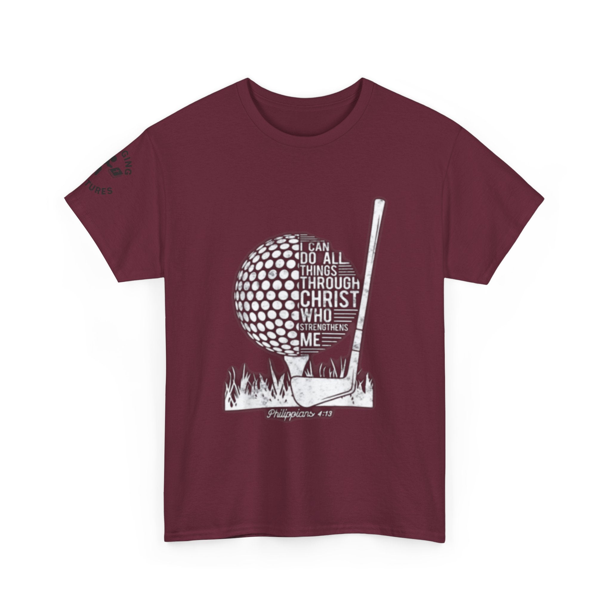 Philippians 4:13 Golf Tee | Christian Sports Shirt | Faith-Based Athletic Apparel | Unisex Heavy Cotton