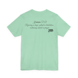 Pray It Forward Tee — Romans 12:12 | Unisex Christian Jersey T-Shirt | Inspirational Prayer Shirt | Faith-Based Apparel