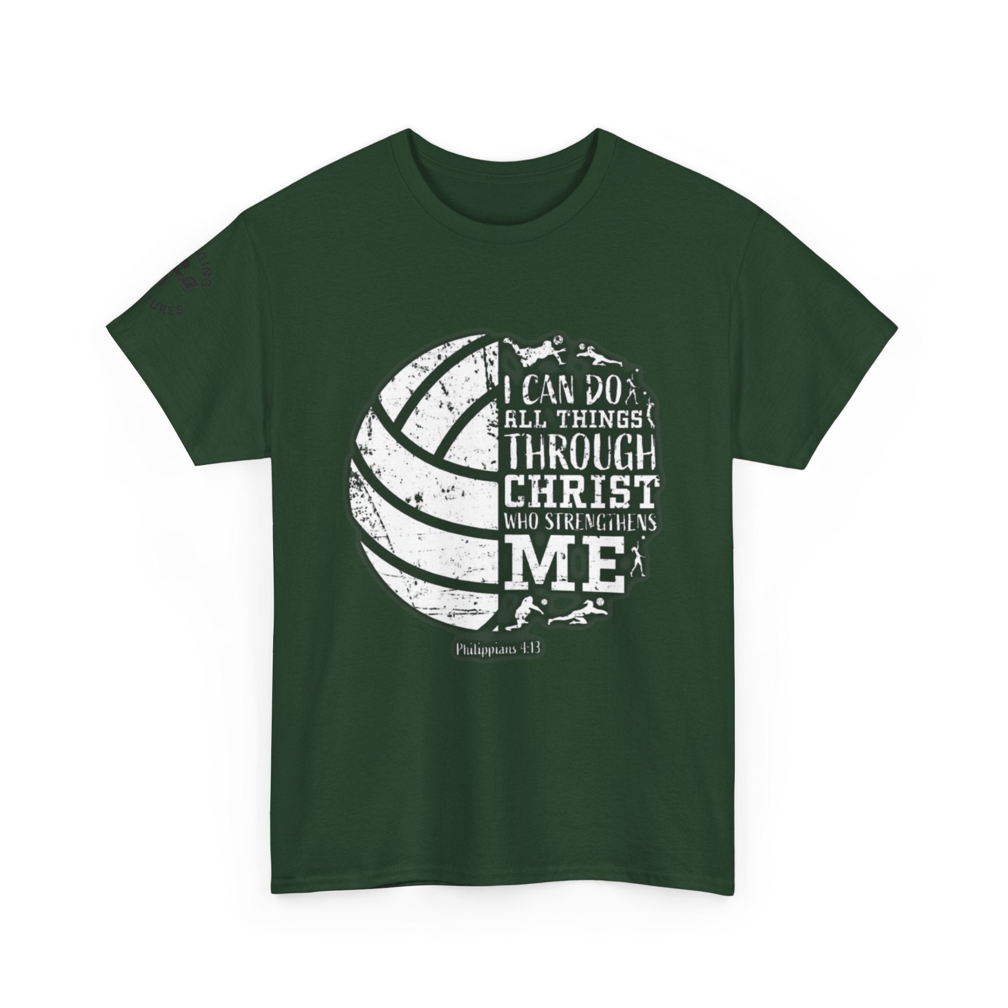 Philippians 4:13 Volleyball Tee | Christian Sports Shirt | Unisex Heavy Cotton T-Shirt