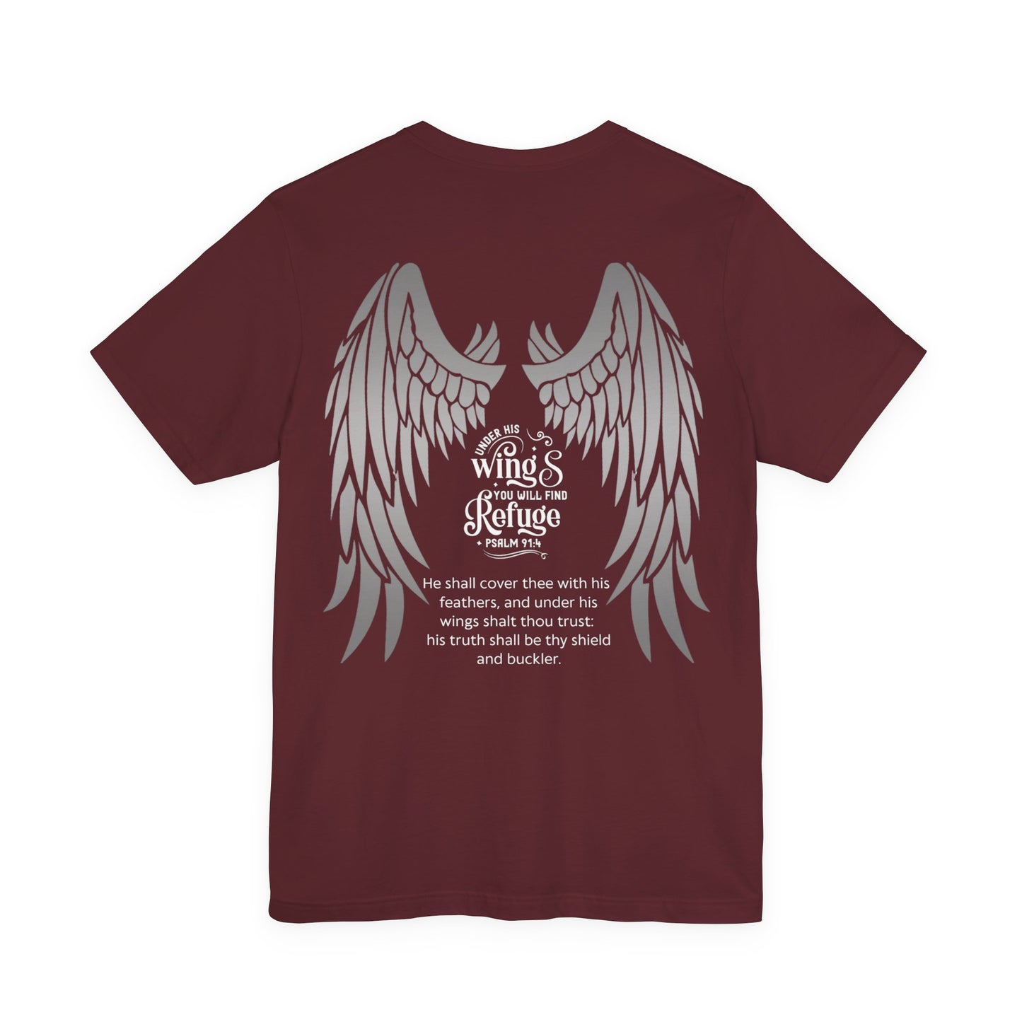 Under His Wings Refuge Tee — Psalm 91:4 | Unisex Jersey Christian T-Shirt | Faith-Based Apparel | Inspirational Scripture Shirt