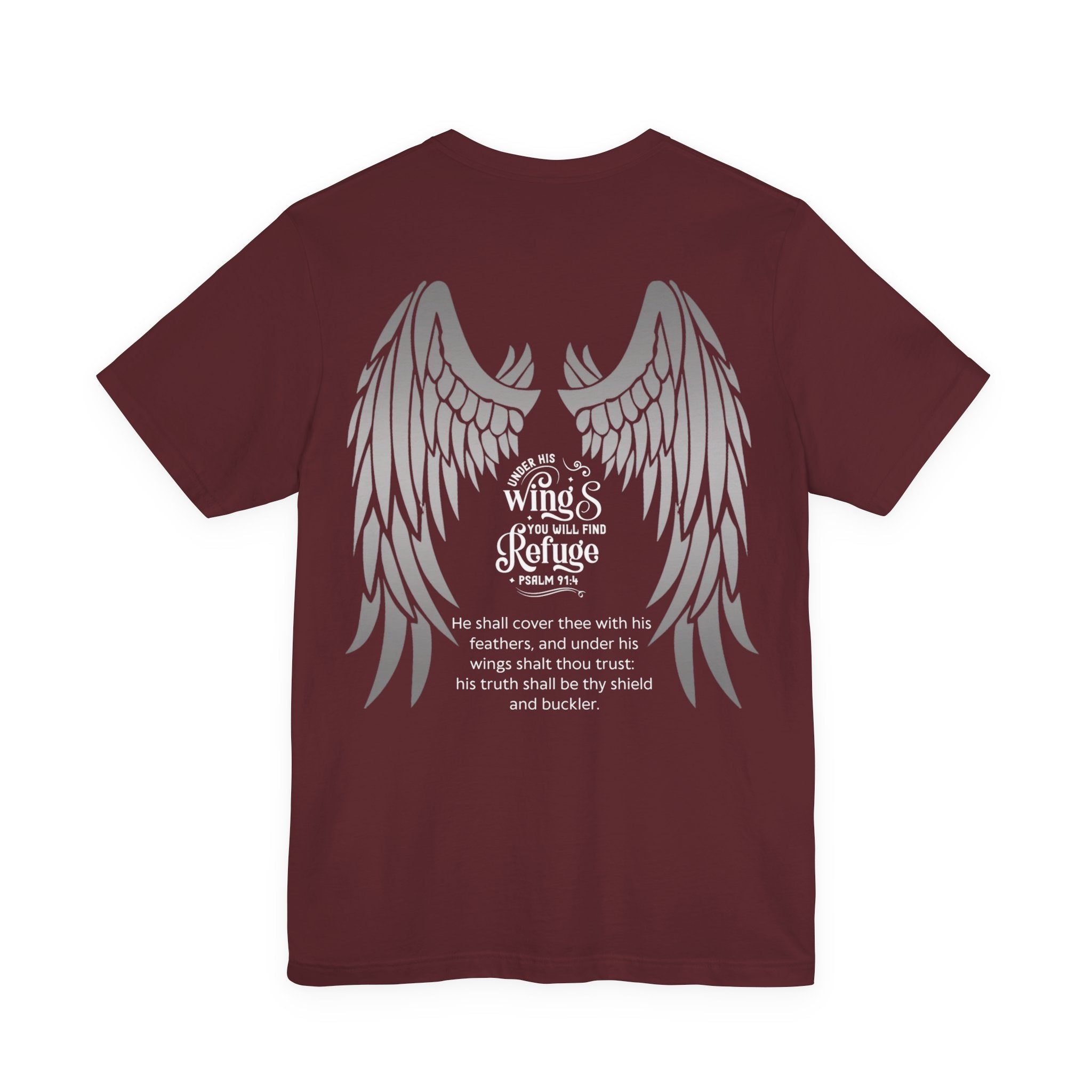 Under His Wings Refuge Tee — Psalm 91:4 | Unisex Jersey Christian T-Shirt | Faith-Based Apparel | Inspirational Scripture Shirt