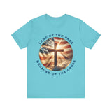 Land of the Free Because of the Cross Tee | Patriotic Christian Shirt | Unisex Jersey Short Sleeve