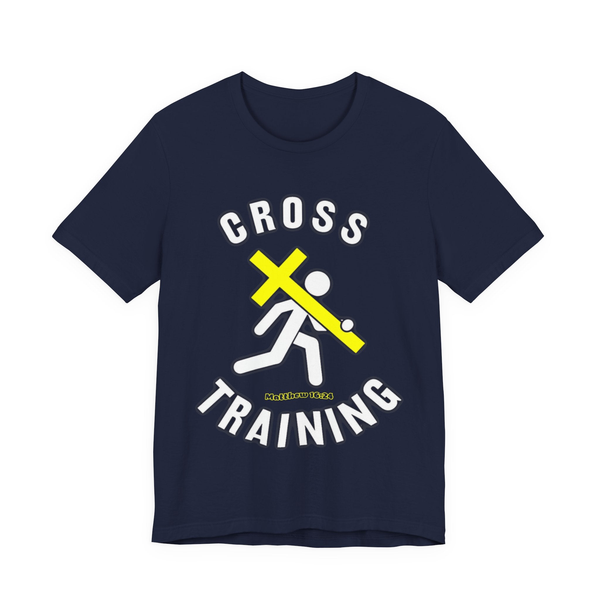 Cross Training — Matthew 16:24 | Unisex Jersey Short Sleeve Christian T-Shirt