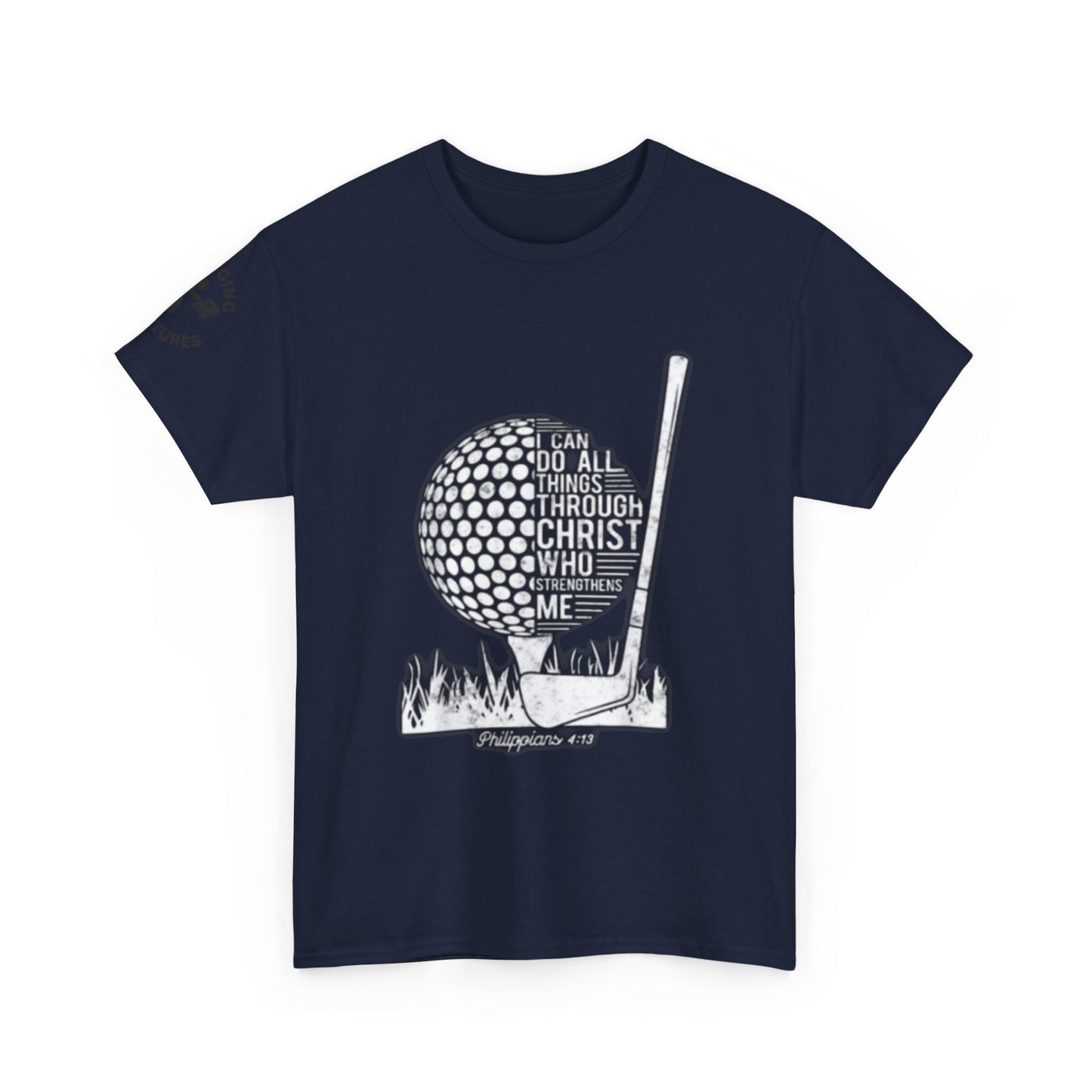 Philippians 4:13 Golf Tee | Christian Sports Shirt | Faith-Based Athletic Apparel | Unisex Heavy Cotton