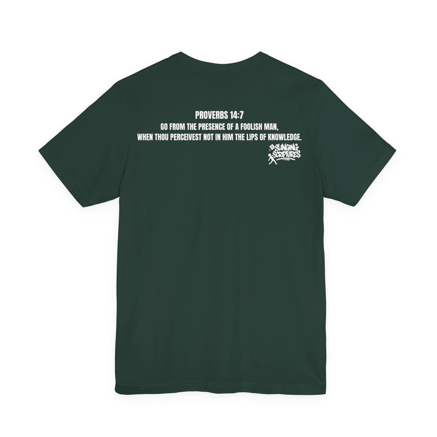 Certified Walk-Away Specialist — Proverbs 14:7 —  Unisex Jersey Short Sleeve Christian T-Shirt