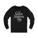 His Grace Sustains Me — 2 Corinthians 12:9 | Unisex Christian Jersey Long Sleeve T-Shirt