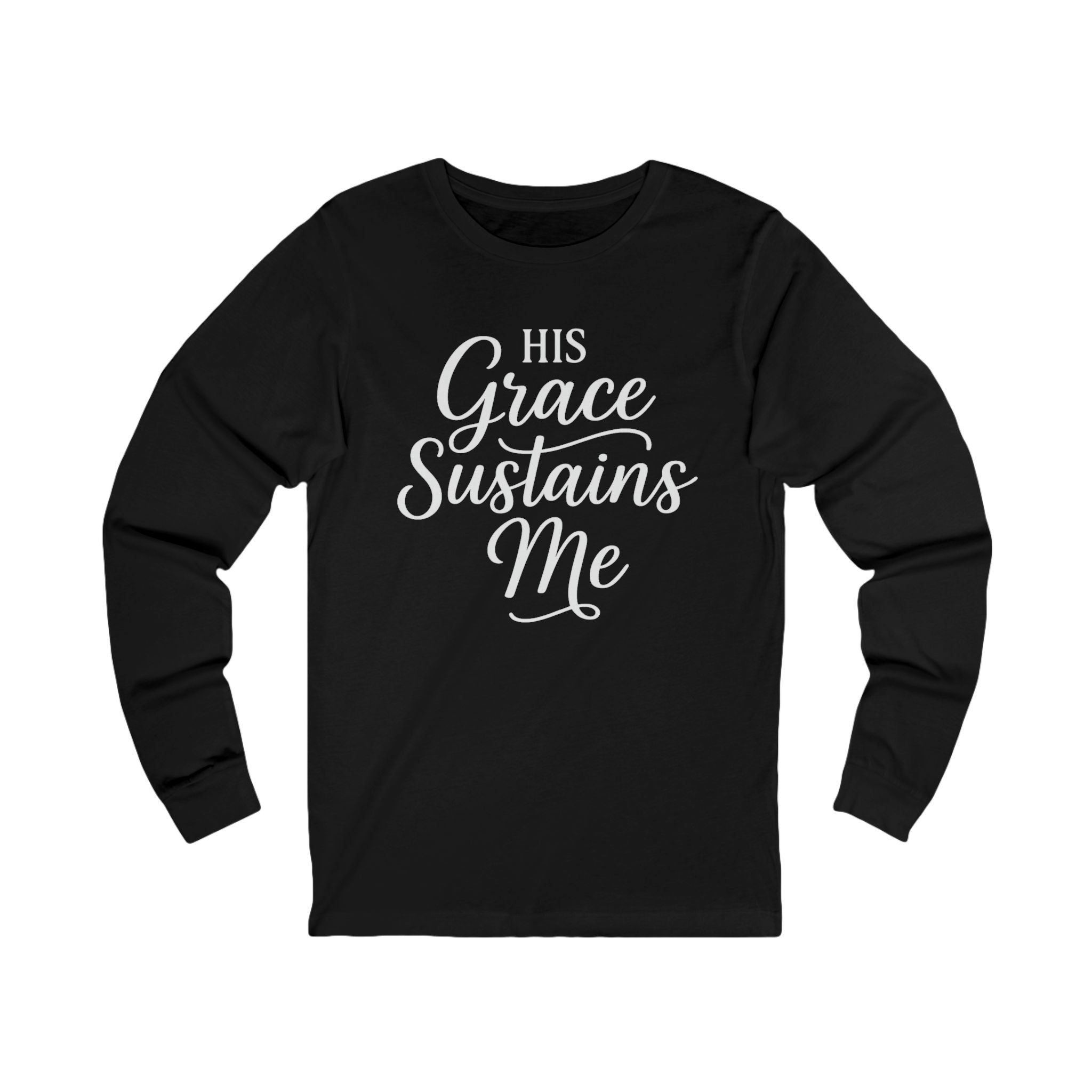 His Grace Sustains Me — 2 Corinthians 12:9 | Unisex Christian Jersey Long Sleeve T-Shirt