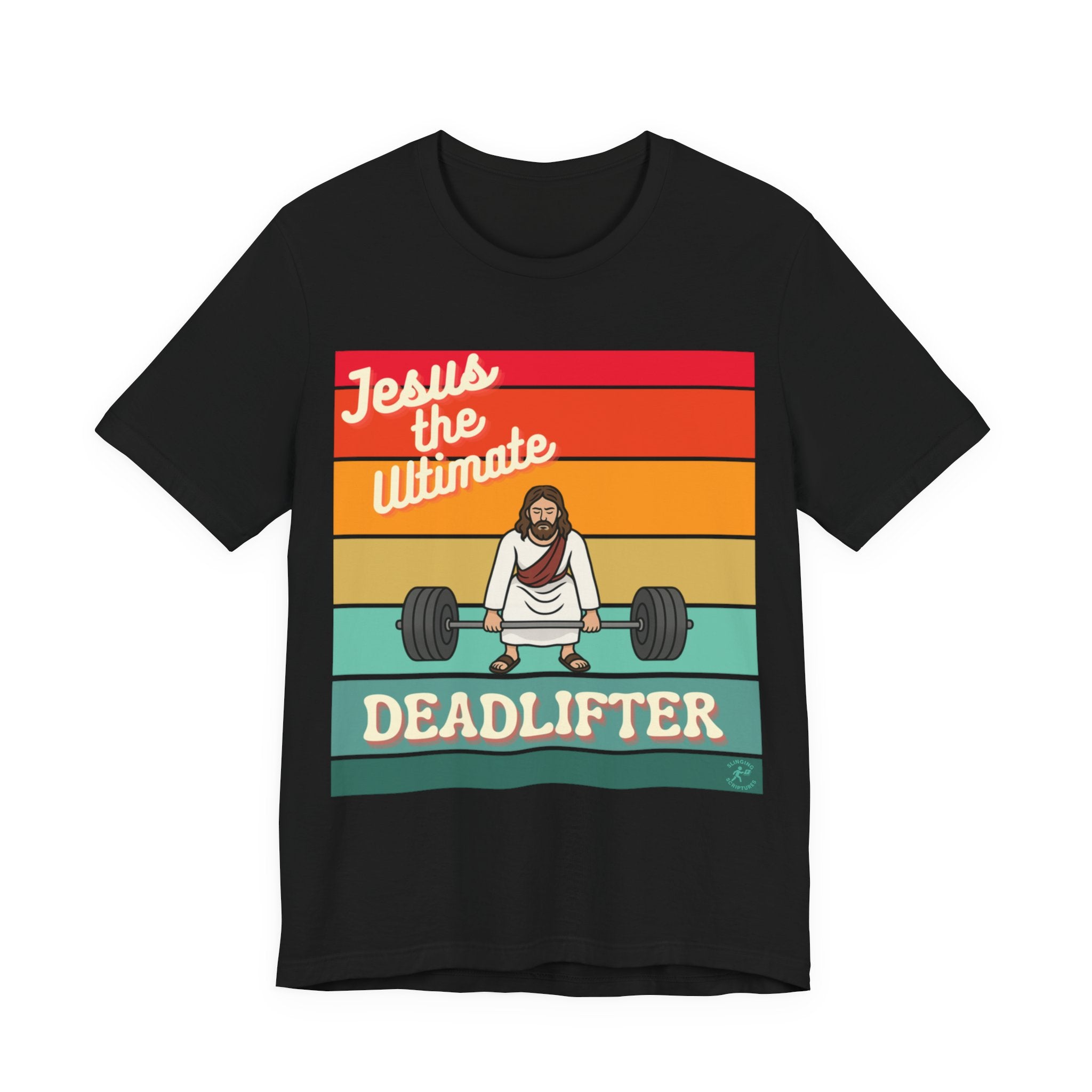 Jesus the Ultimate Deadlifter Tee — Romans 6:9 | Unisex Jersey Short Sleeve Christian T-Shirt