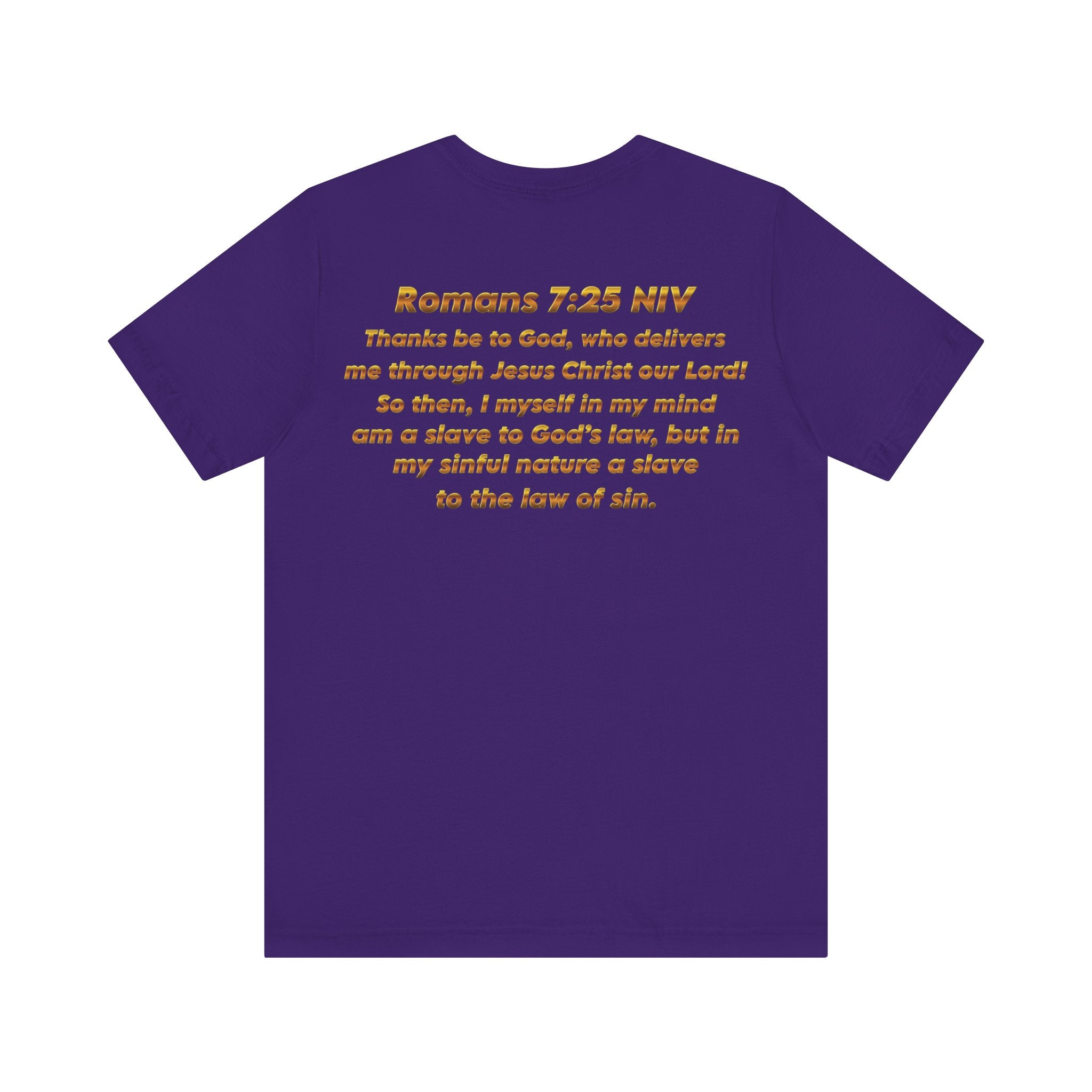 Romans 7:25 Christian Jersey T-Shirt – Spiritual Quote Tee, Unisex Bible Verse Apparel, Inspirational Faith Shirt for Men & Women