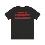 Fighting the Darkness Christian Jersey T-Shirt – Ephesians 6:12 Bible Verse Tee, Spiritual Warrior Faith Apparel