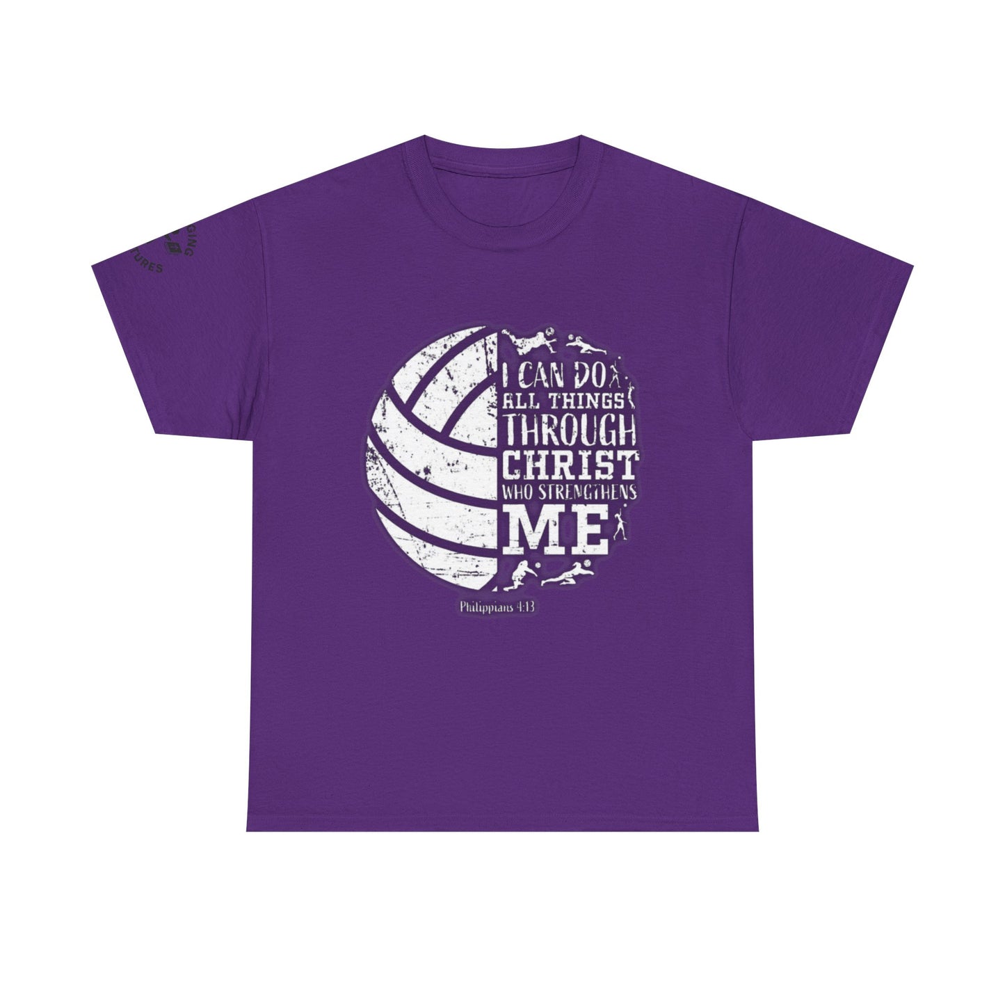 Philippians 4:13 Volleyball Tee | Christian Sports Shirt | Unisex Heavy Cotton T-Shirt