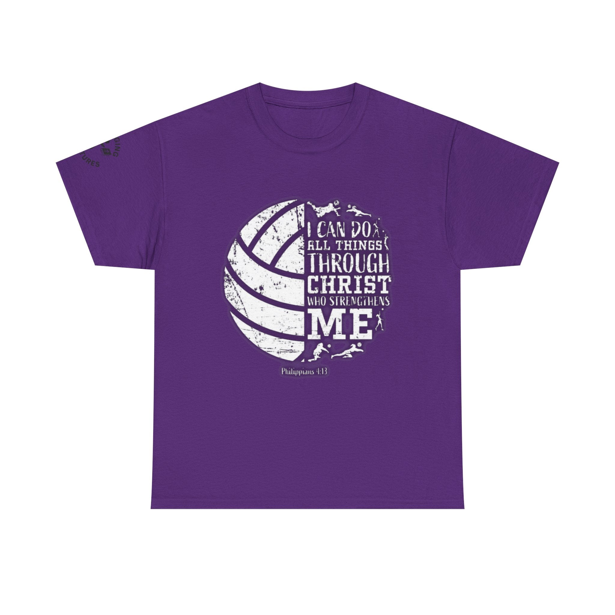Philippians 4:13 Volleyball Tee | Christian Sports Shirt | Unisex Heavy Cotton T-Shirt