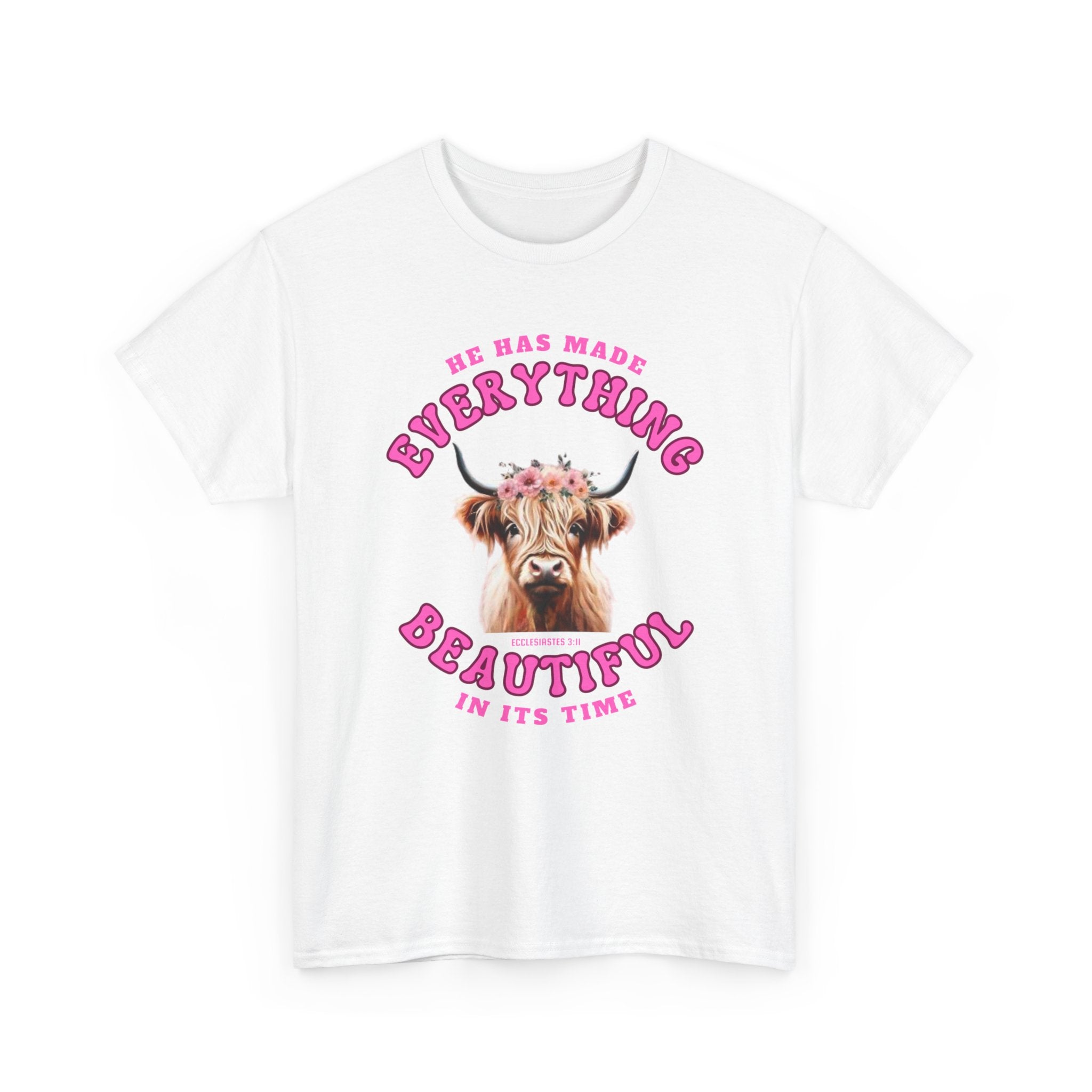 Everything Beautiful in Its Time Tee | Ecclesiastes 3:11 Scripture Shirt | Unisex Heavy Cotton Inspirational Christian T-Shirt