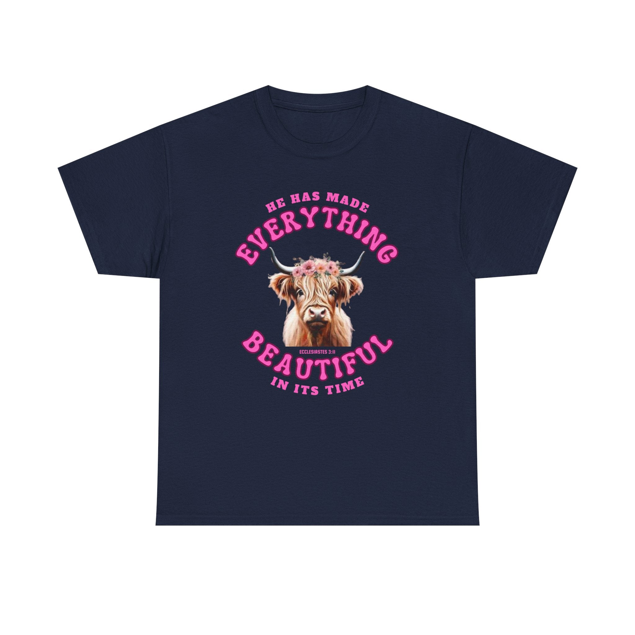 Everything Beautiful in Its Time Tee | Ecclesiastes 3:11 Scripture Shirt | Unisex Heavy Cotton Inspirational Christian T-Shirt