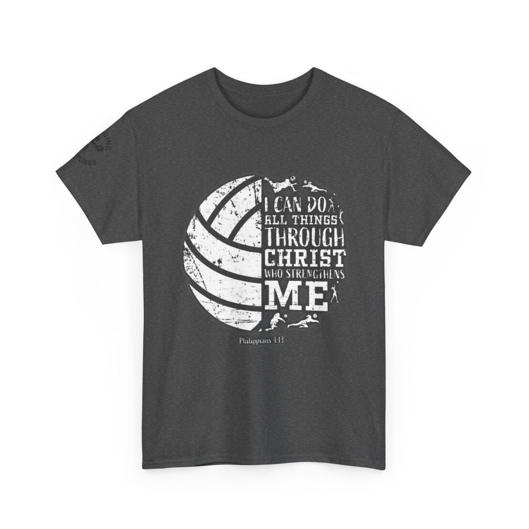 Philippians 4:13 Volleyball Tee | Christian Sports Shirt | Unisex Heavy Cotton T-Shirt