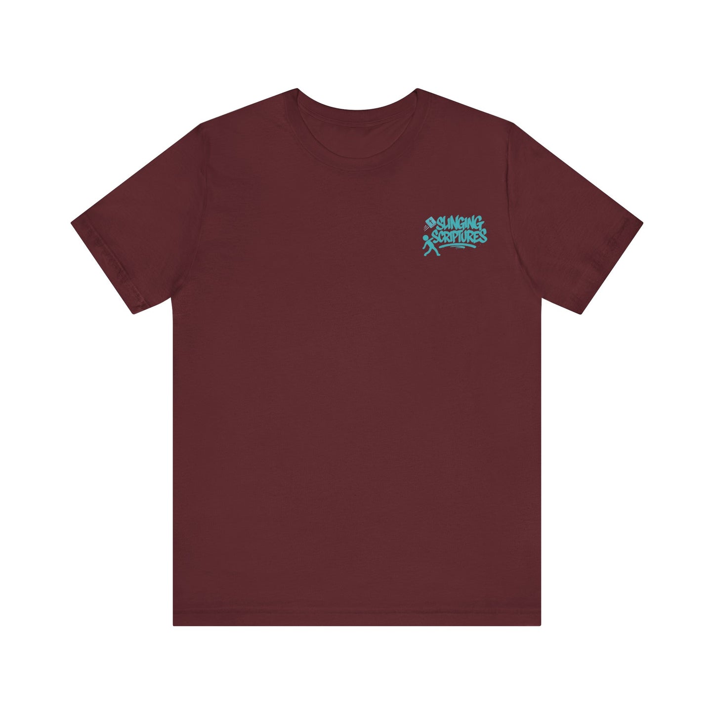 Psalm 54:2 T-Shirt – Unisex Jersey Short Sleeve Christian Tee with Praying Artwork & Slinging Scriptures Logo