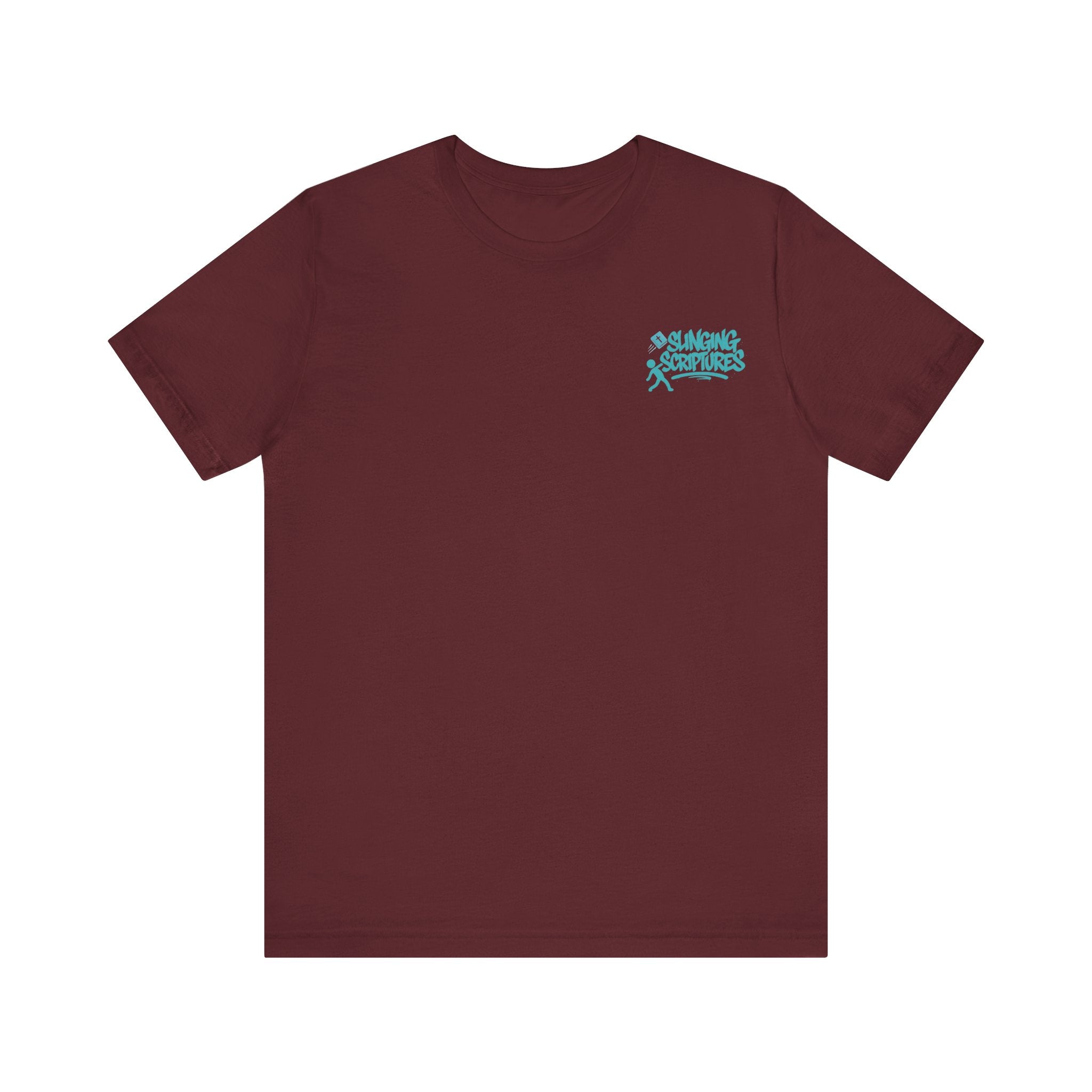 Psalm 54:2 T-Shirt – Unisex Jersey Short Sleeve Christian Tee with Praying Artwork & Slinging Scriptures Logo