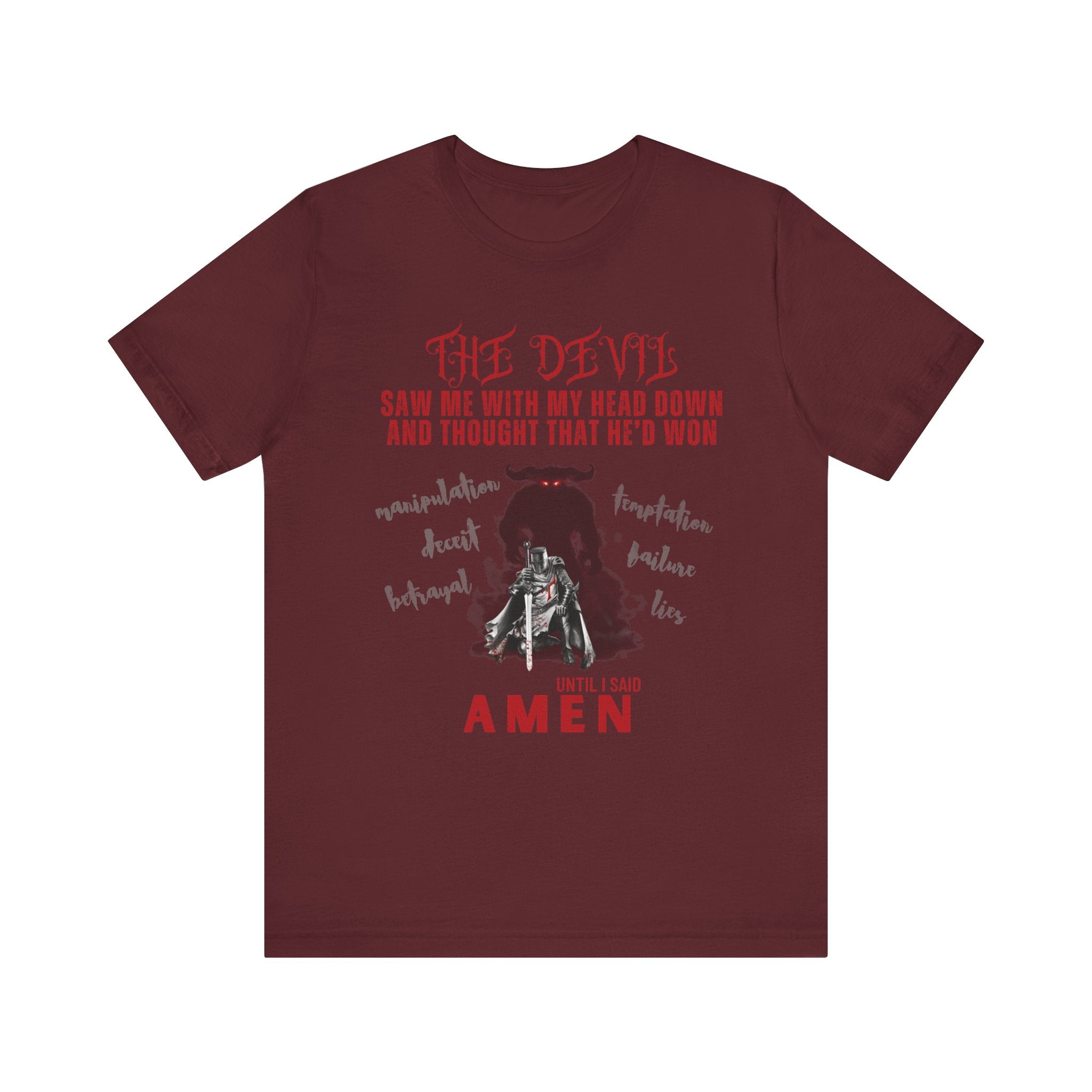 The Devil Thought He Won — Amen Christian Tee, Unisex Jersey Short Sleeve, Spiritual Warrior Shirt, Faith-Based Gift