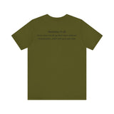 He is Rizzin Unisex Jersey Short Sleeve Tee with Matthew 11:28