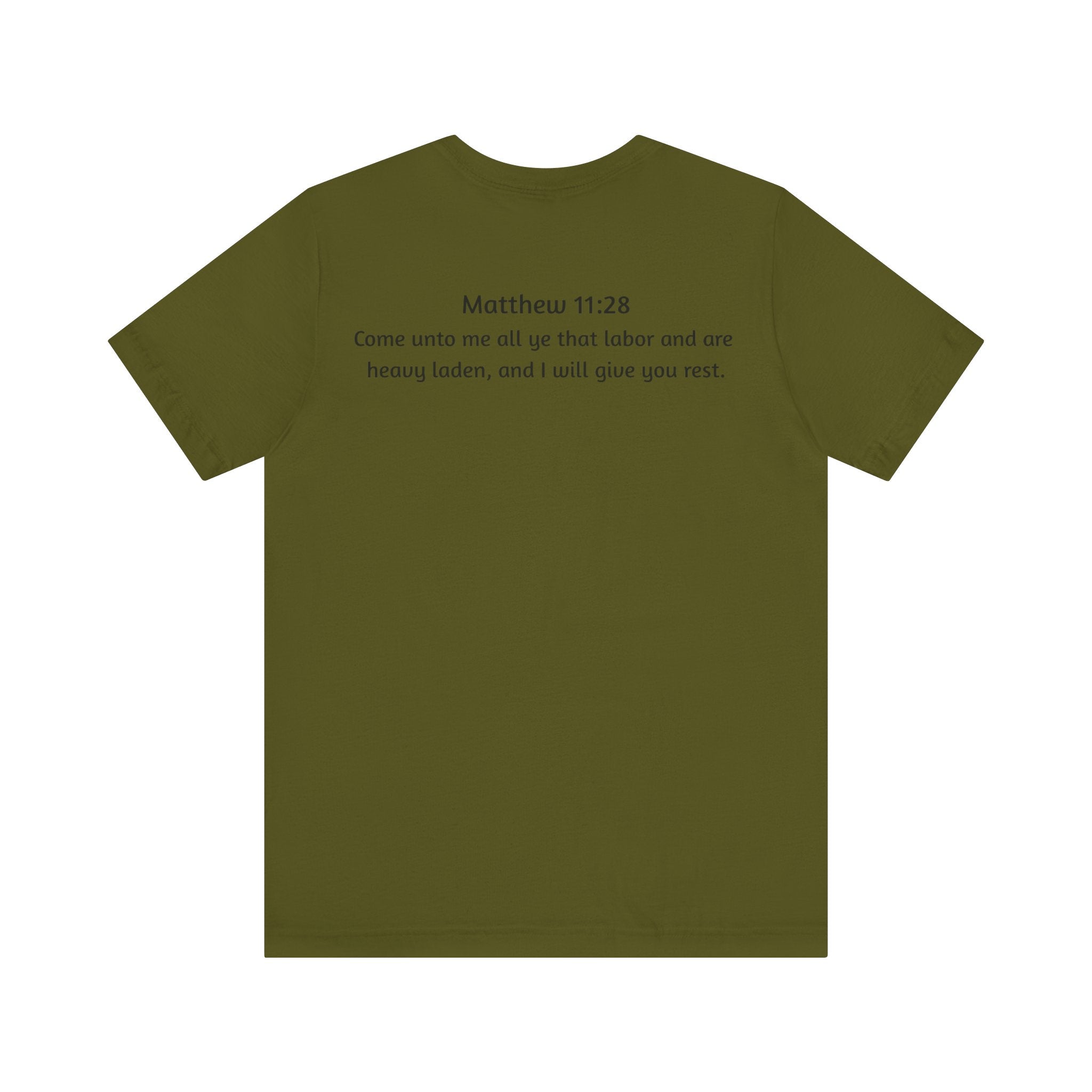 He is Rizzin Unisex Jersey Short Sleeve Tee with Matthew 11:28
