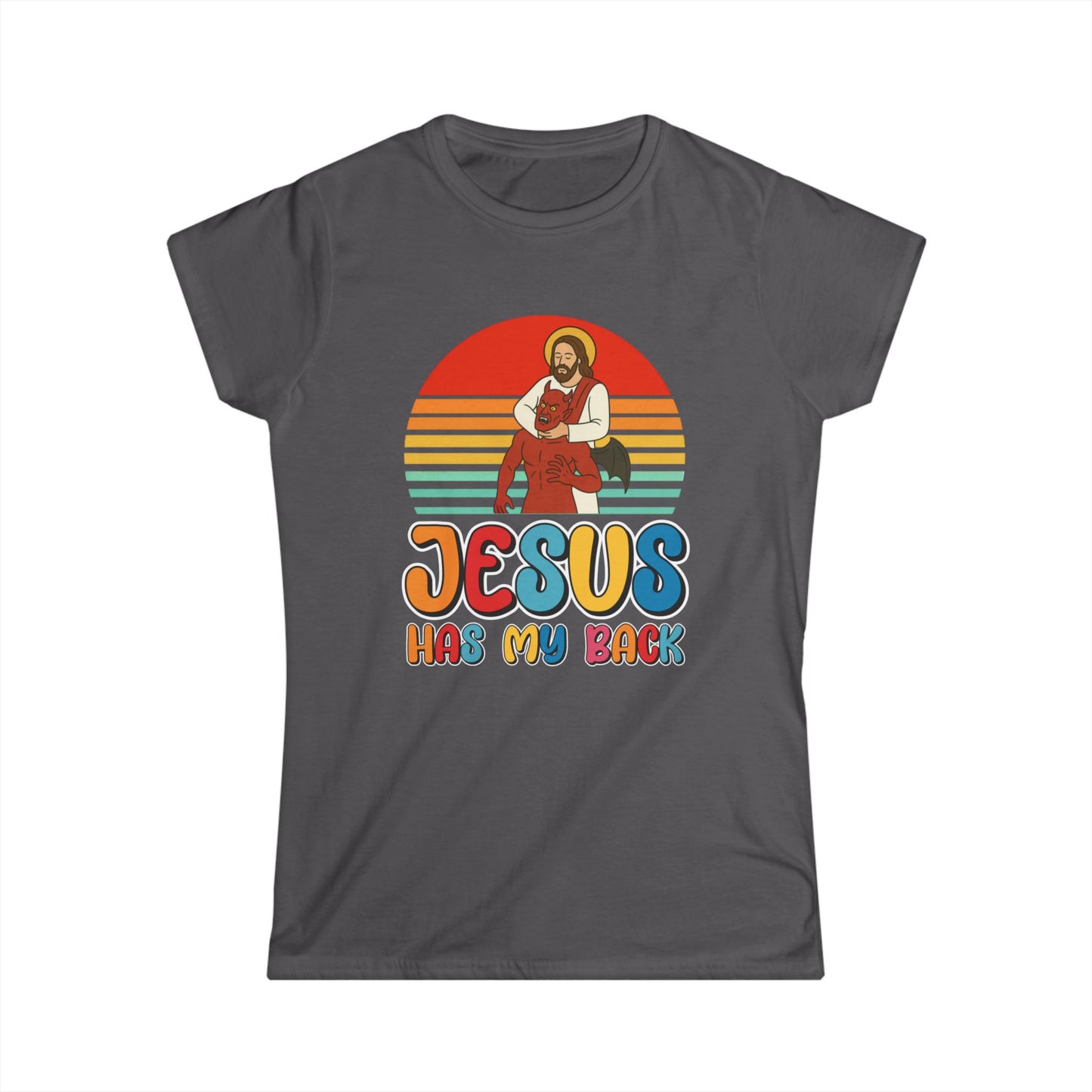 Jesus Has My Back — Women’s Softstyle Christian T-Shirt | Retro Faith Tee
