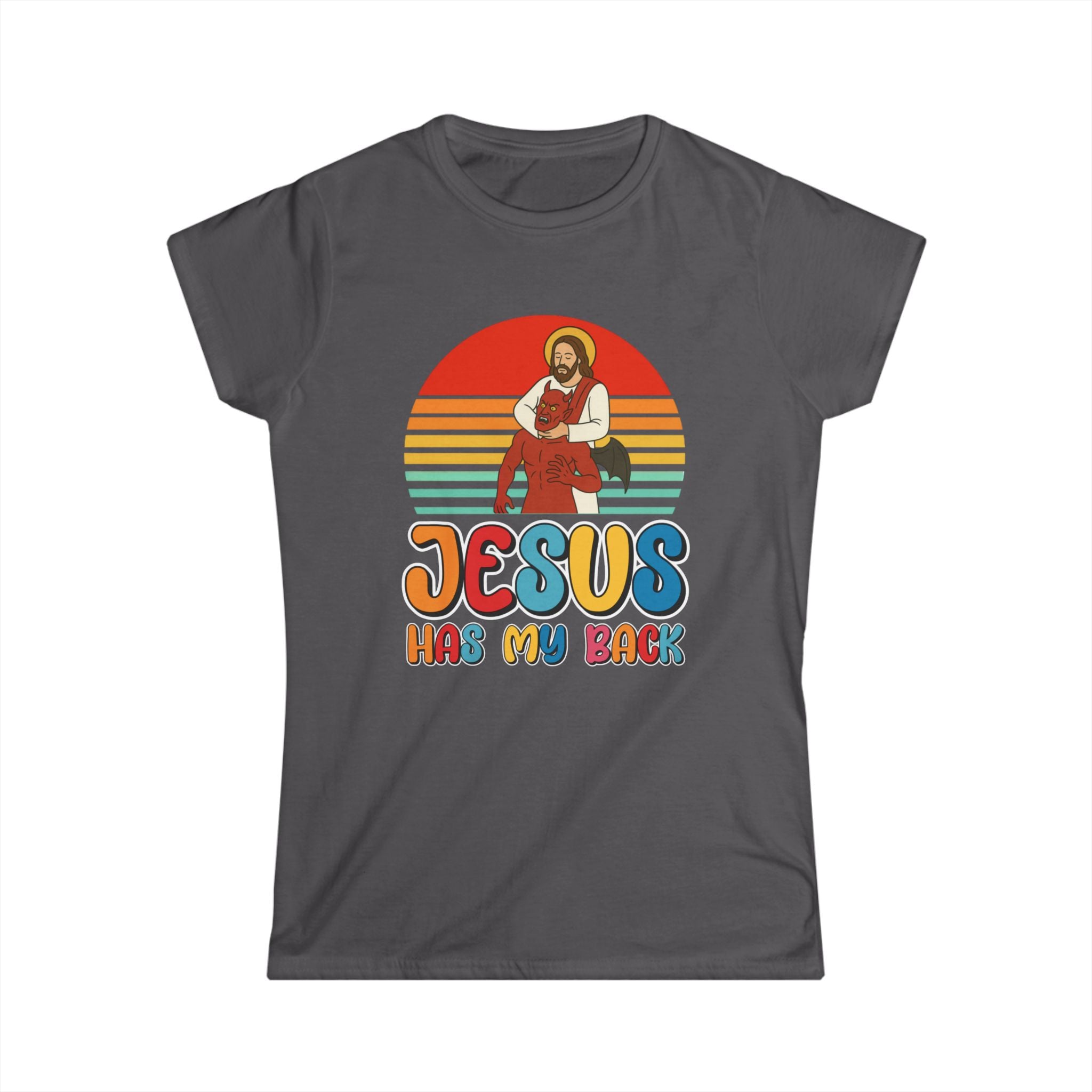 Jesus Has My Back — Women’s Softstyle Christian T-Shirt | Retro Faith Tee