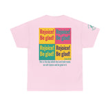 Rejoice & Be Glad — Psalm 118:24 Pop-Color Back Print | Unisex Heavy Cotton Christian T-Shirt
