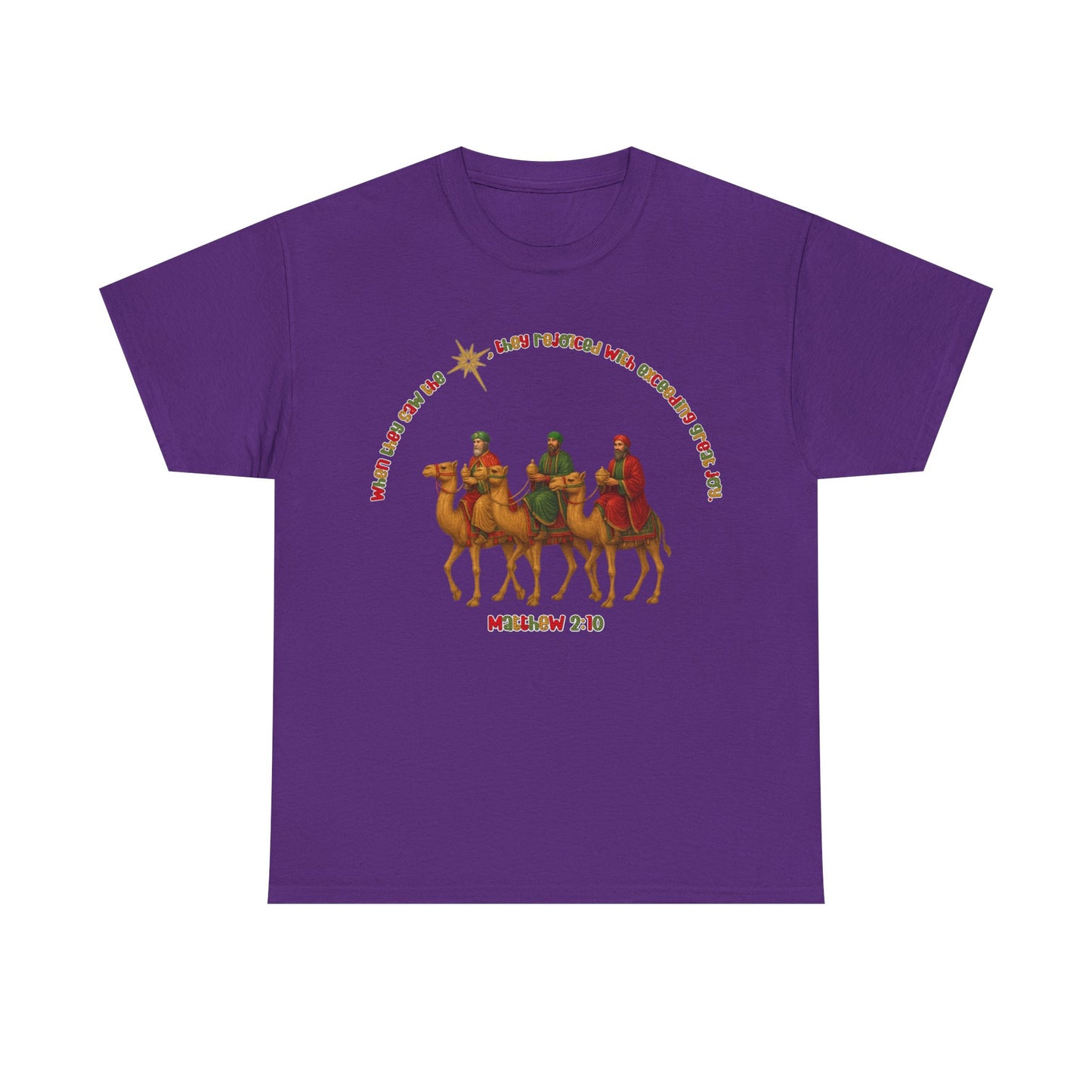 Three Wise Men Christmas Tee | Matthew 2:10 Nativity Shirt | Unisex Heavy Cotton Christian Holiday T-Shirt