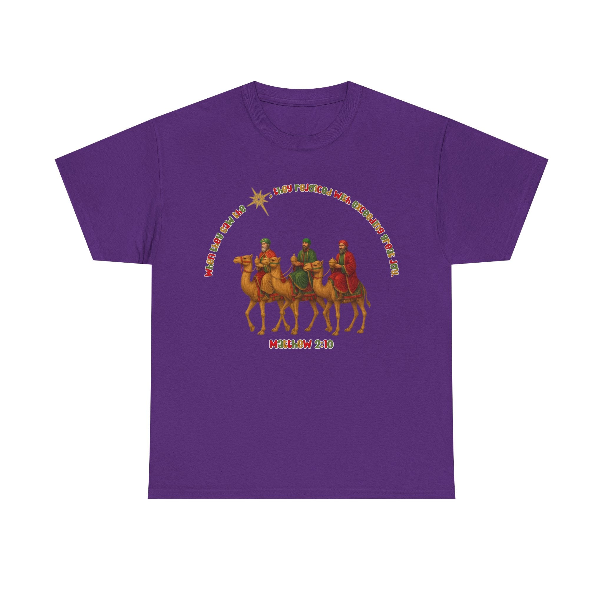 Three Wise Men Christmas Tee | Matthew 2:10 Nativity Shirt | Unisex Heavy Cotton Christian Holiday T-Shirt