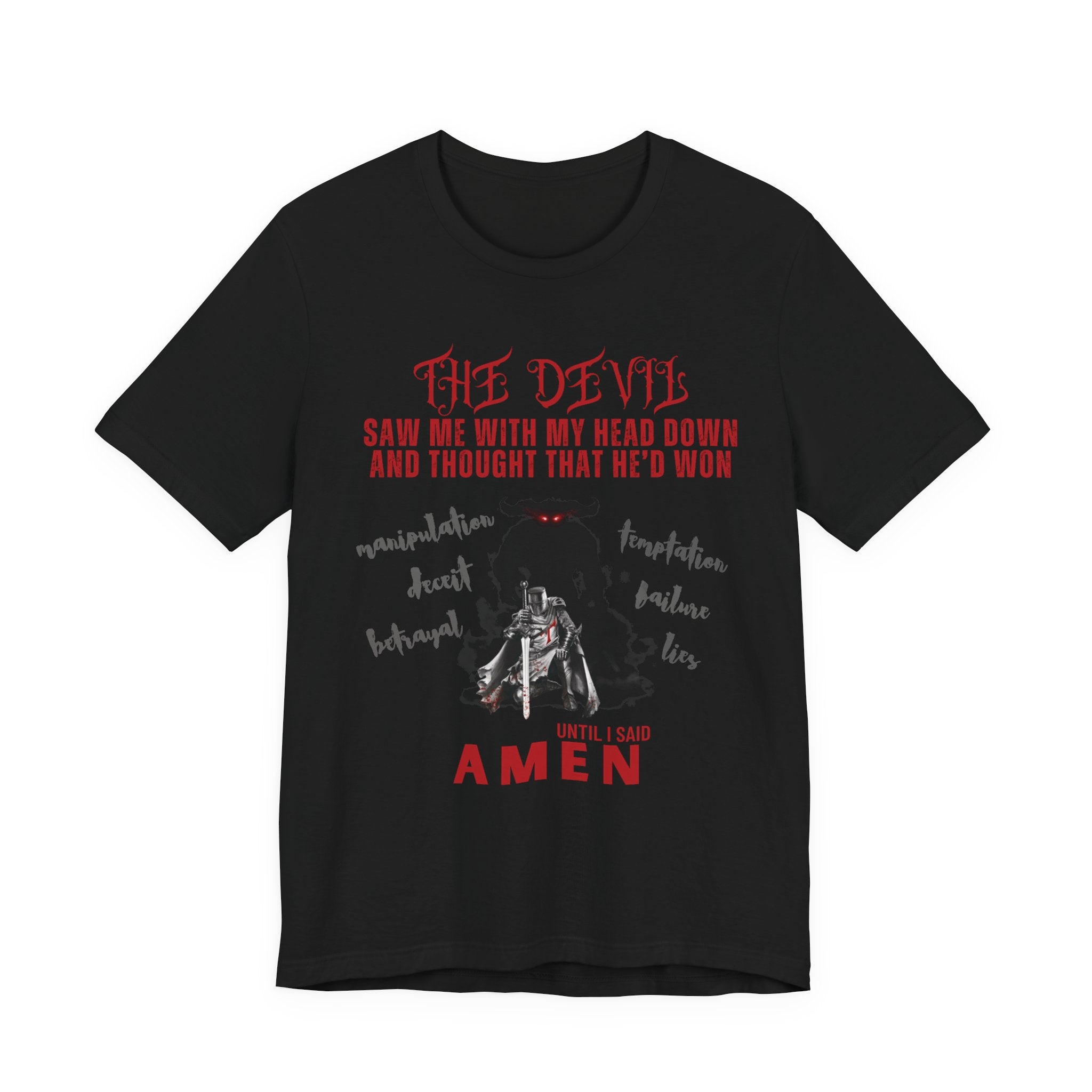 The Devil Thought He Won — Amen Christian Tee, Unisex Jersey Short Sleeve, Spiritual Warrior Shirt, Faith-Based Gift