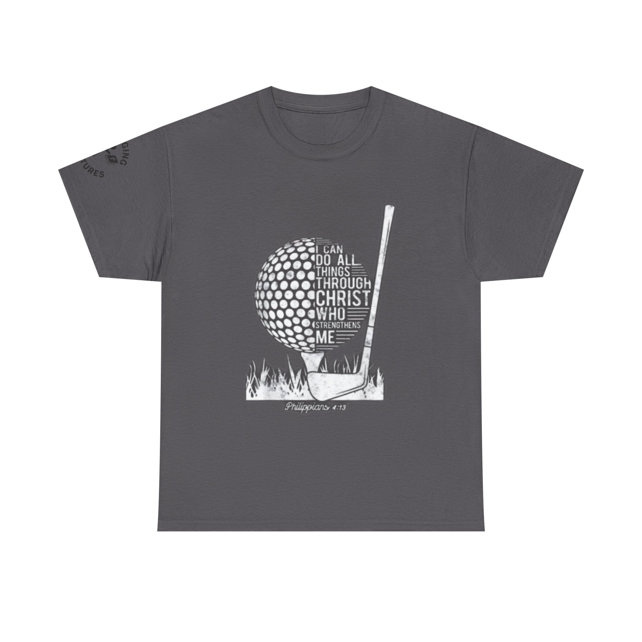 Philippians 4:13 Golf Tee | Christian Sports Shirt | Faith-Based Athletic Apparel | Unisex Heavy Cotton
